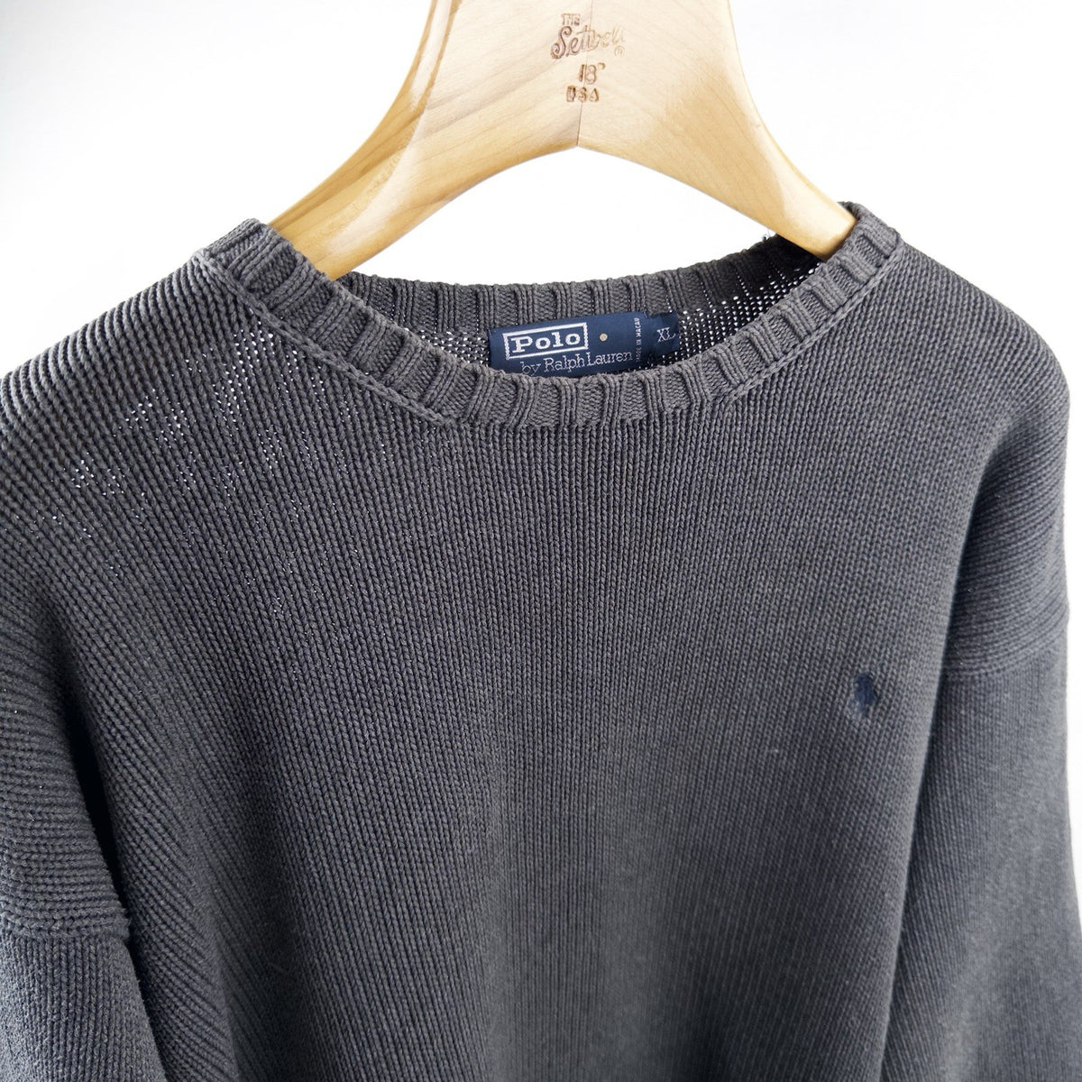 90’s Vintage Polo Ralph Lauren Mens XL Sweater Gray Knit Crew Neck *Read
