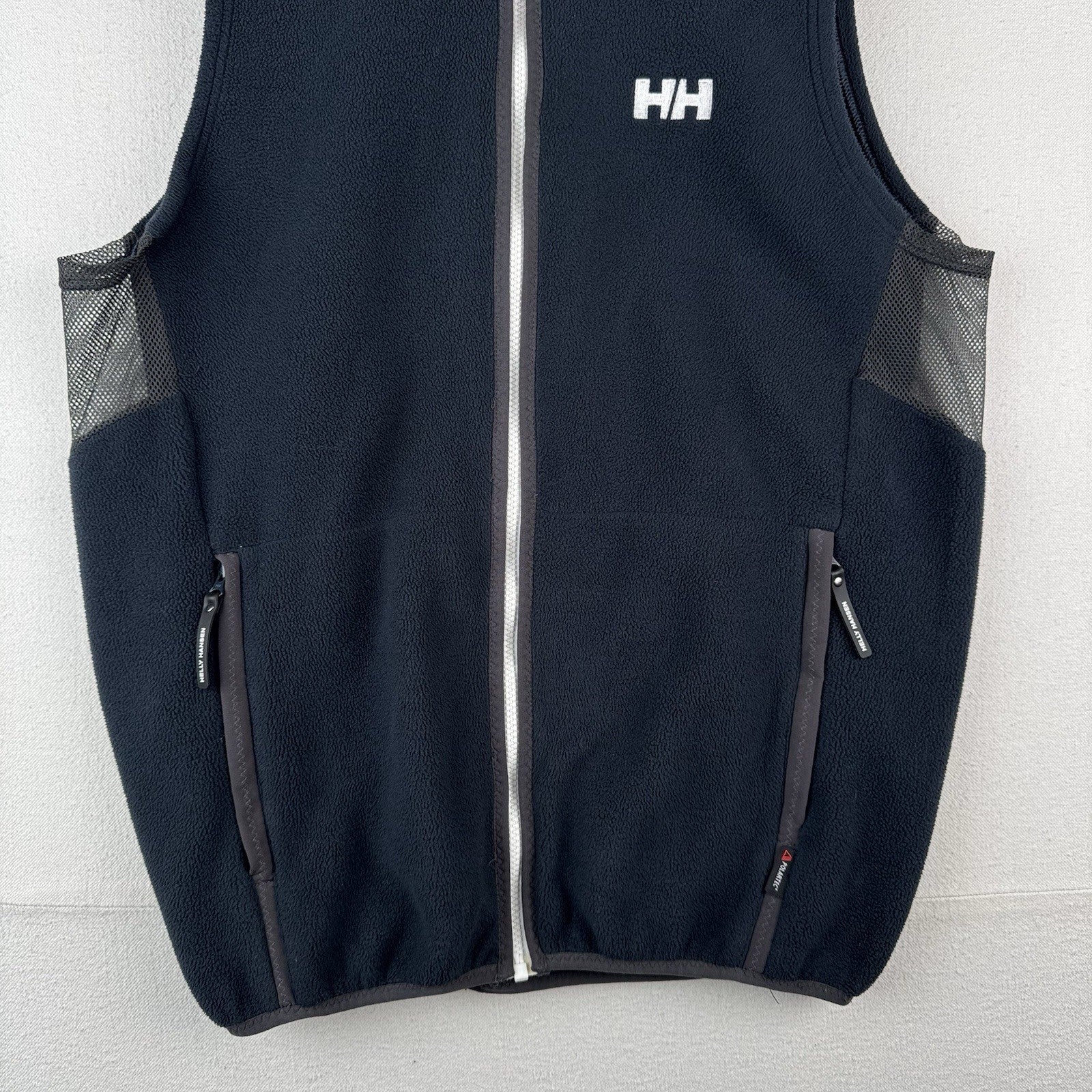 Helly Hansen Fleece Vest Men’s L Full Zip Blue Vest Embroidered Spell-out Mesh