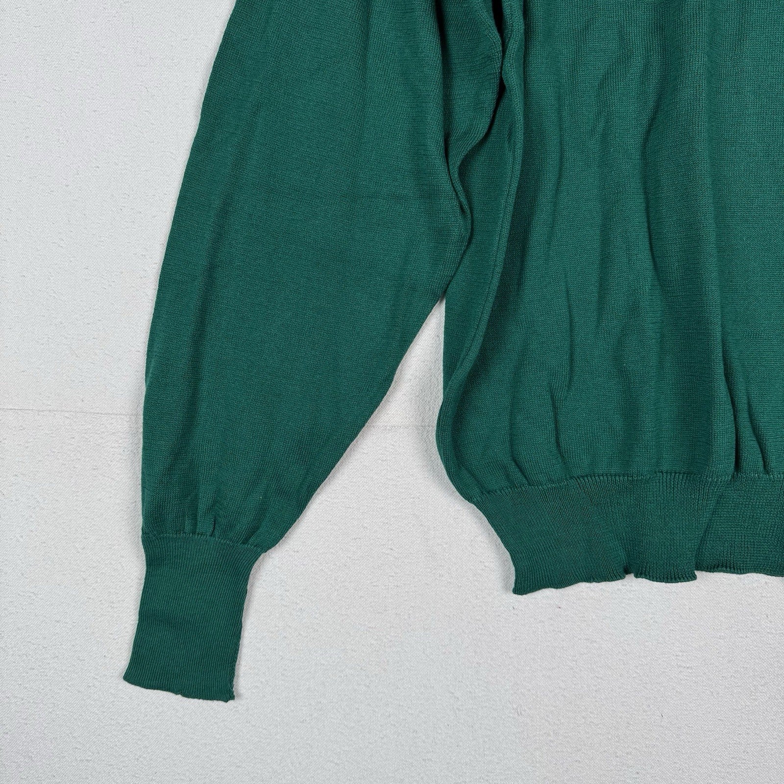 80’s Deadstock 100% Sea Island Cotton Polo Button Long Sleeve Green 2XL Made USA