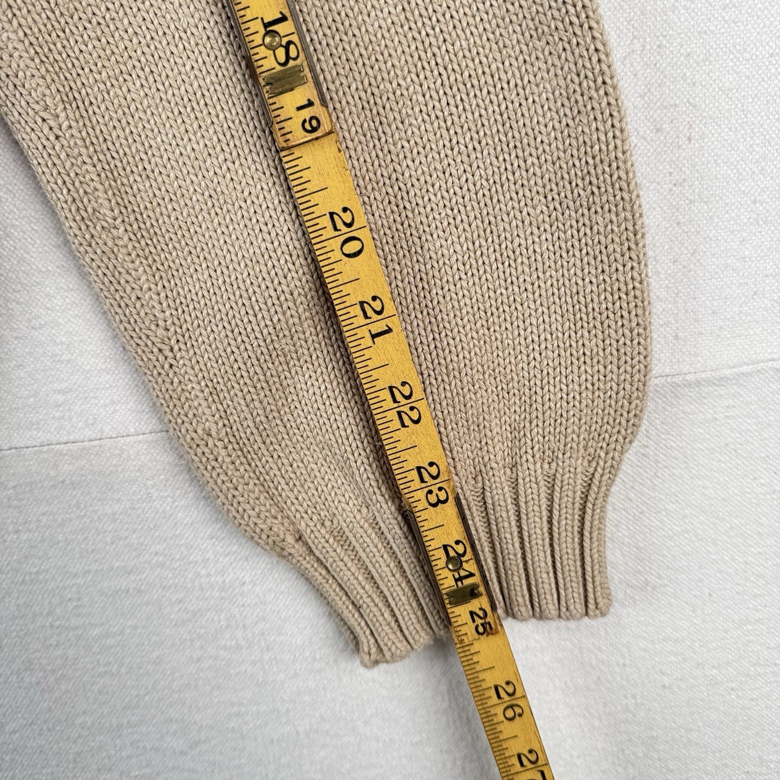 90’s Vintage Polo Ralph Lauren Men’s L Tan Camel Brown Knit Sweater 100% Cotton