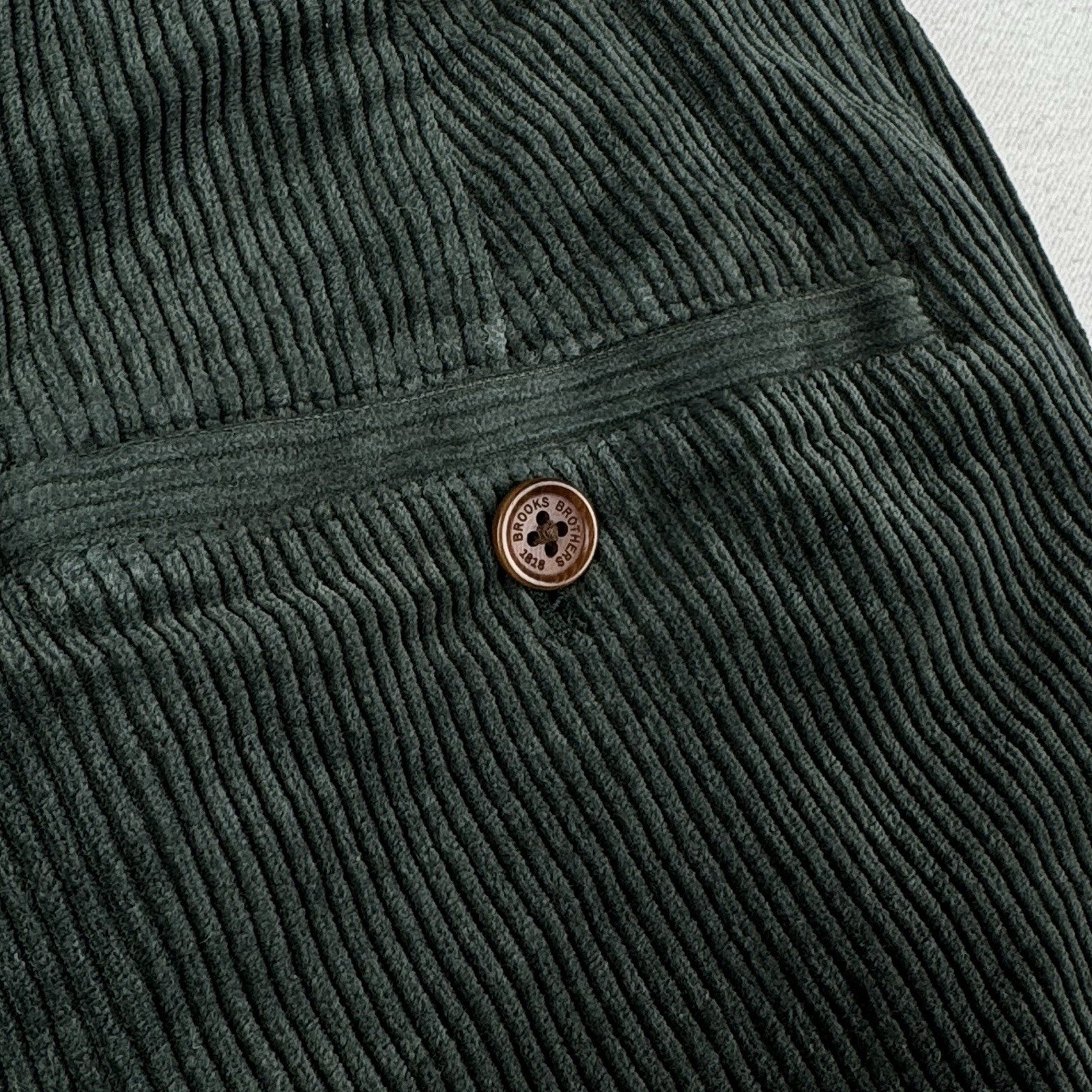 Brooks Brothers Clark Corduroy Green Pants Men’s Fits 36x27 Flat Front Stretch