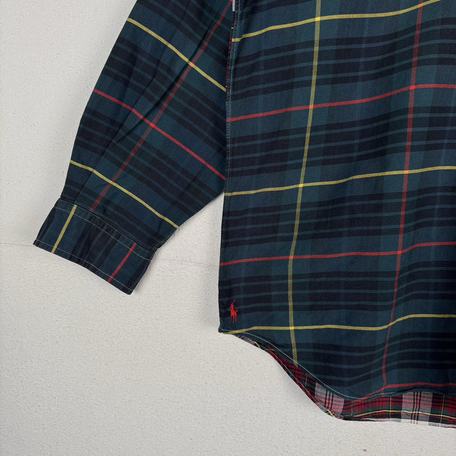 Vtg 90’s Ralph Lauren Men’s L “Big Fit Fun Shirt” The Big Oxford Red Blue Plaid