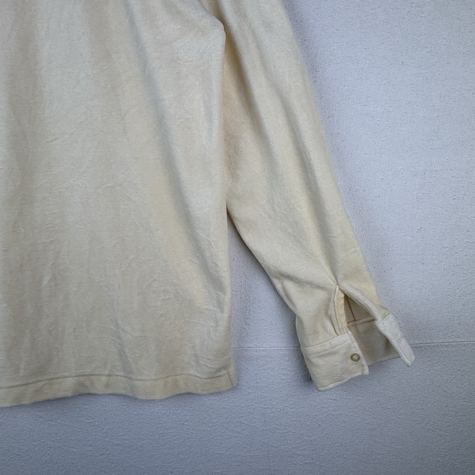 60-70s Vtg Van Heuson Wimbledon Velour Mens L Long Sleeve Polo Shirt Cream *Read
