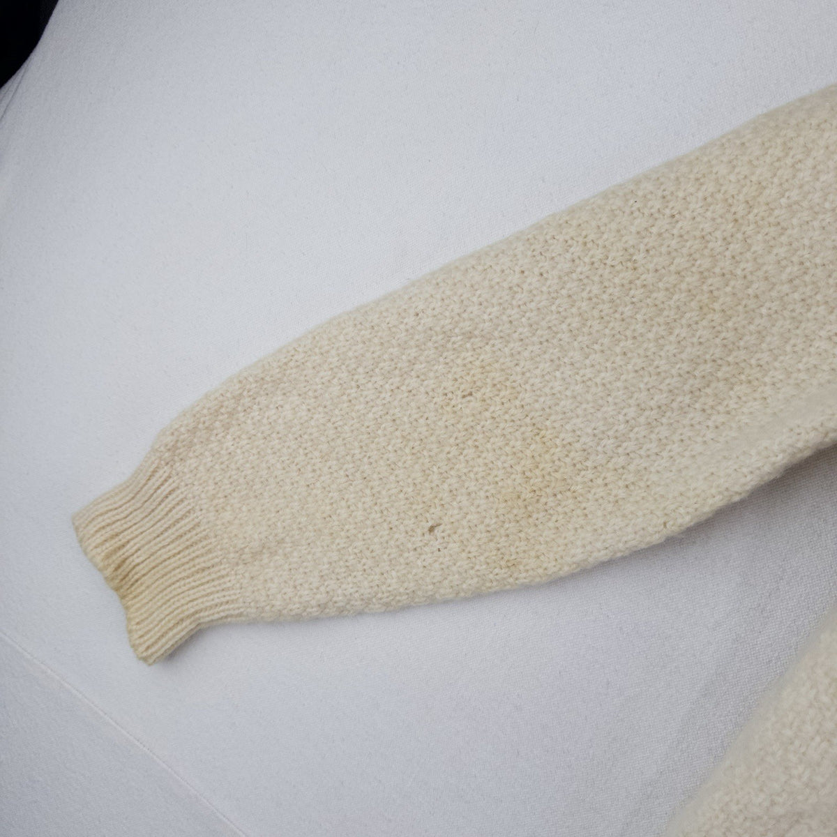 70’s Vtg St Michael Aran Chunky Knit Cardigan Fisherman Wool Cream L *Distressed