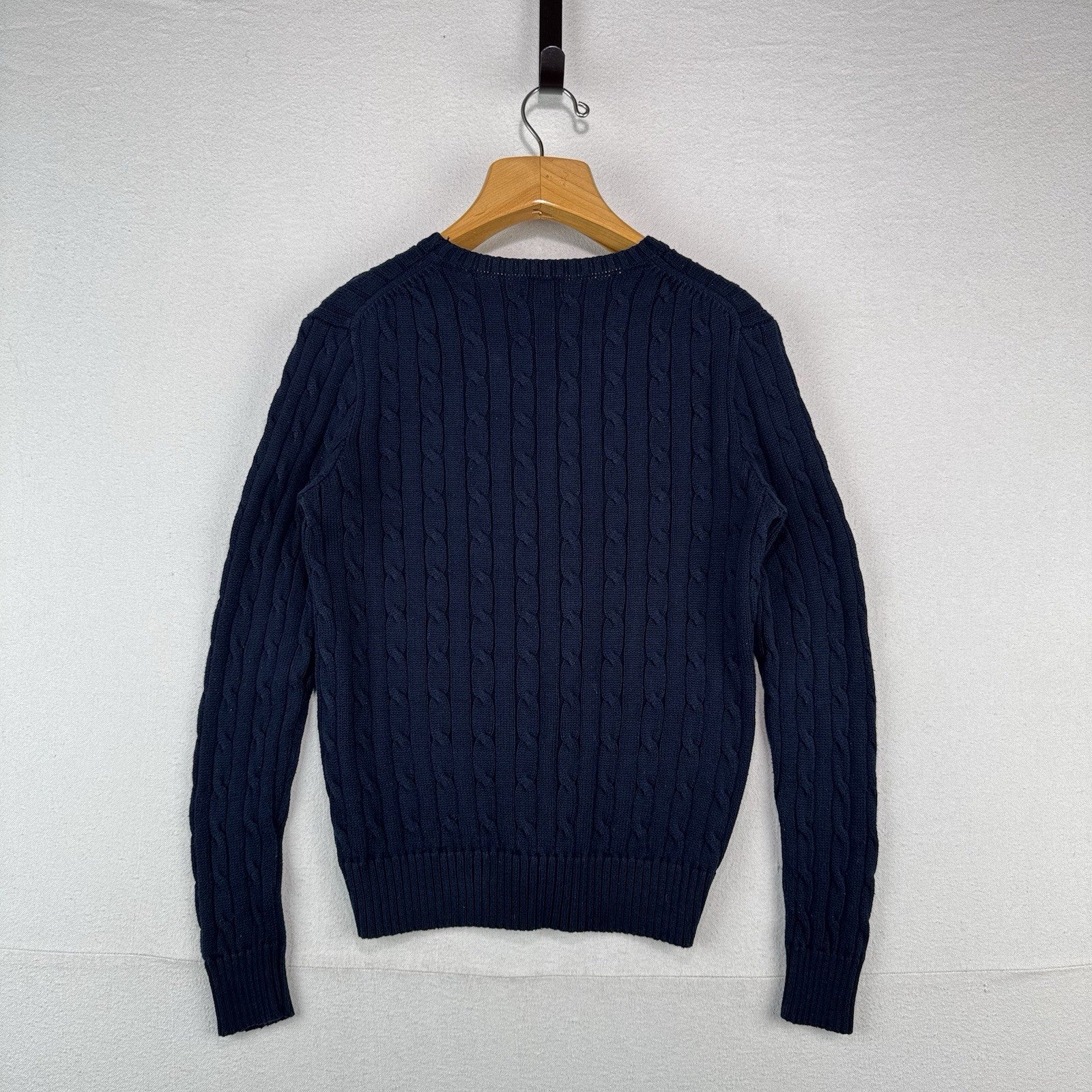 Polo Ralph Lauren Women’s Large Cable Knit Sweater Cotton Navy Blue