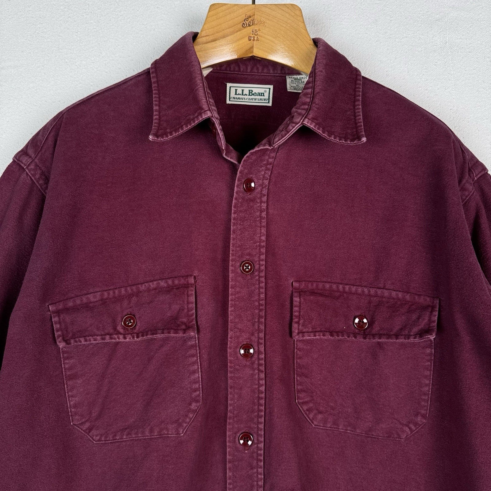 Vintage L.L. Bean Men’s XL Chamois Heavy Flannel Shirt Burgundy Made in USA