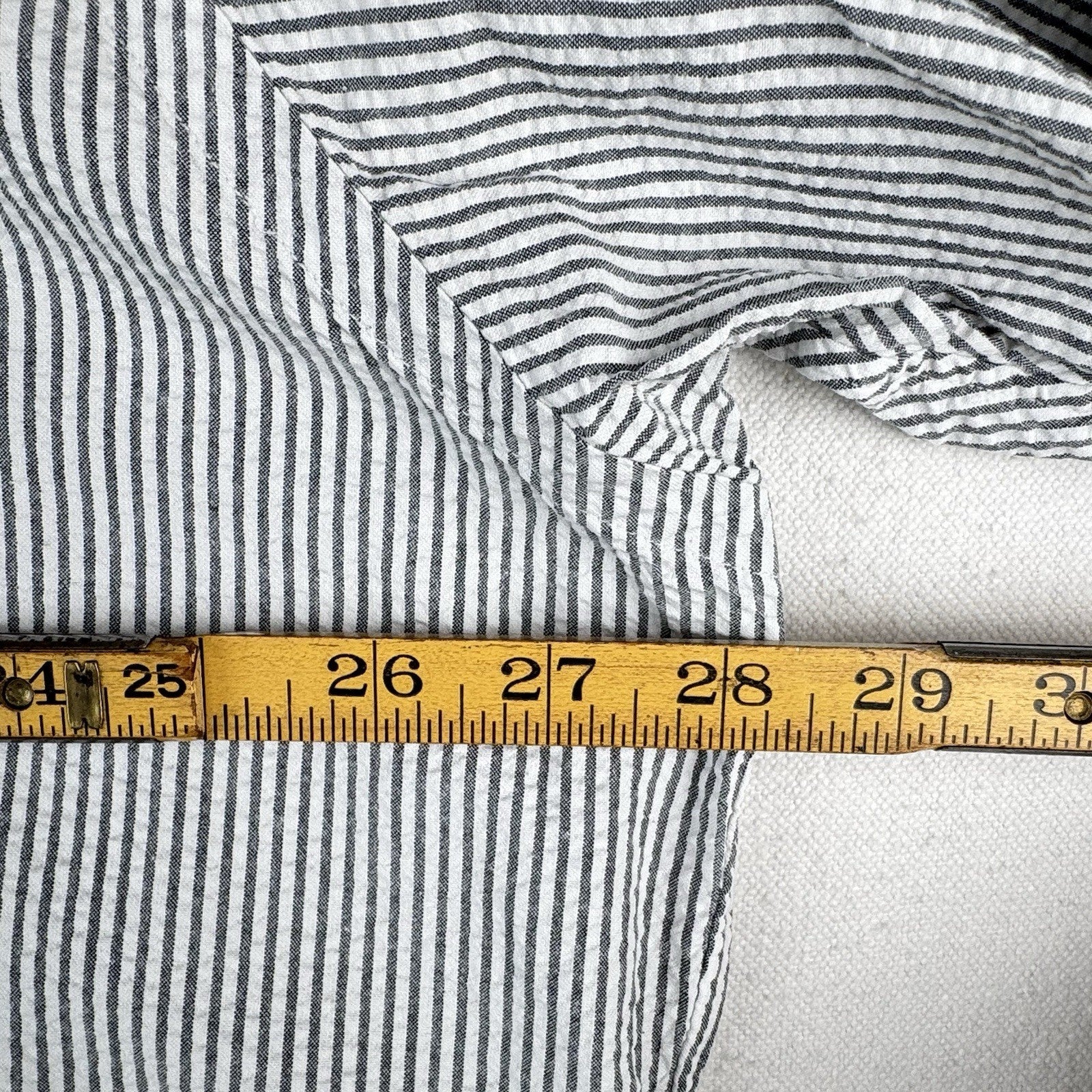 Vtg Ralph Lauren Seersucker Men’s 2XL Blake Short Sleeve Button Shirt Gray White