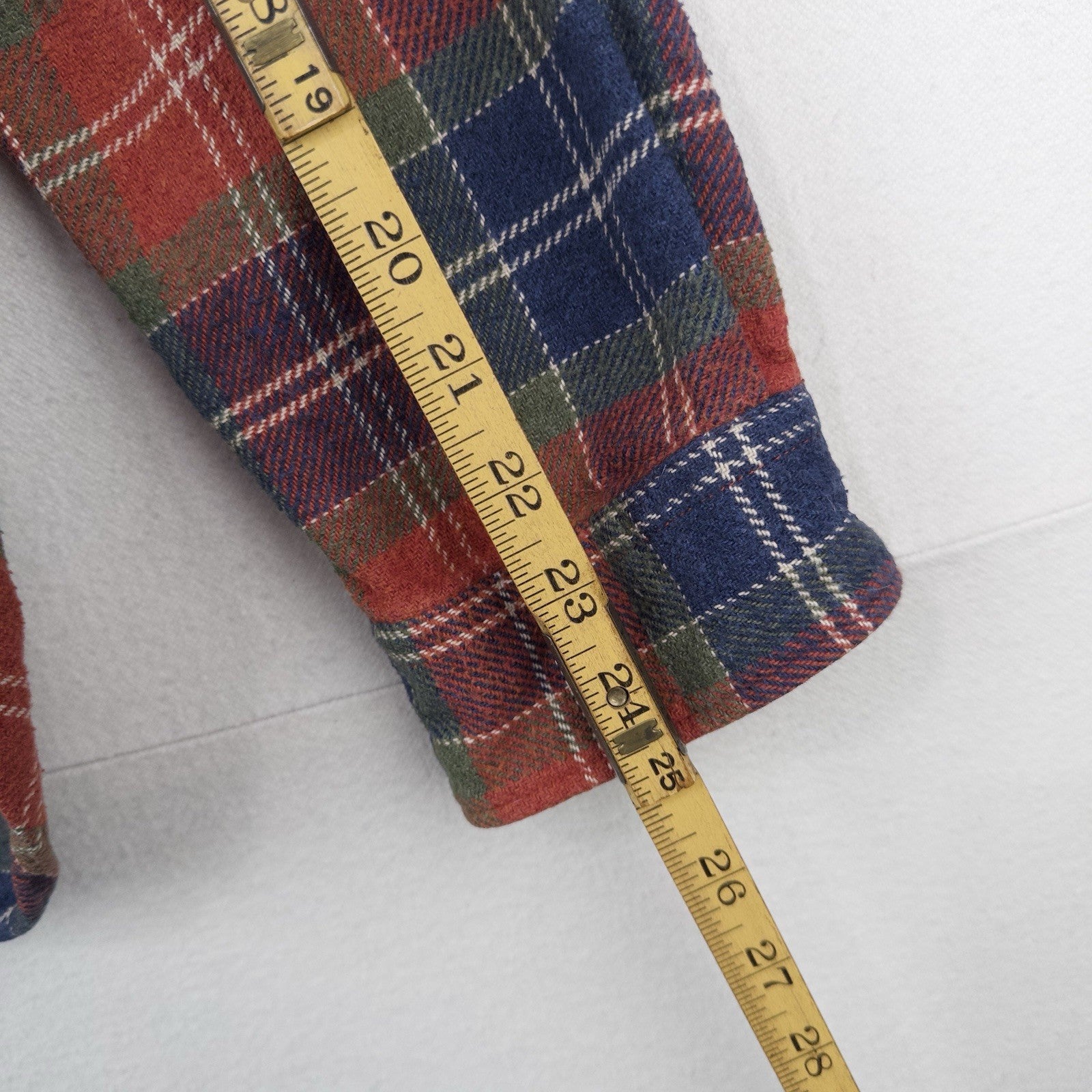 Wallace & Barnes Shirt Mens Large Blue Orange Heavyweight Flannel J Crew Plaid