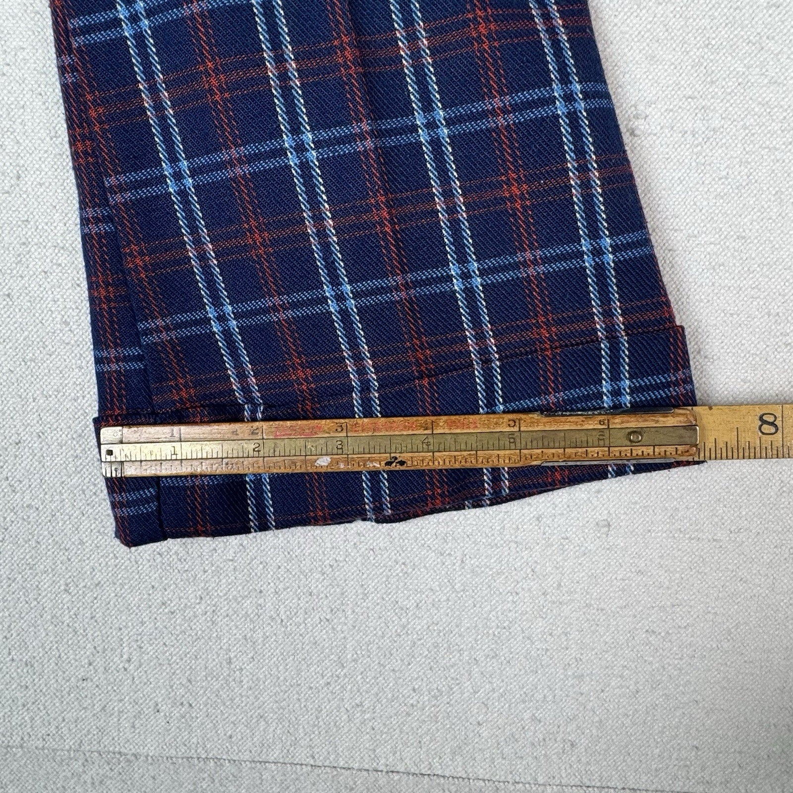 Vintage 70’s JCPenney Kids Plaid Wide Leg Distressed Sweatshirt Set Blue Red 4-5