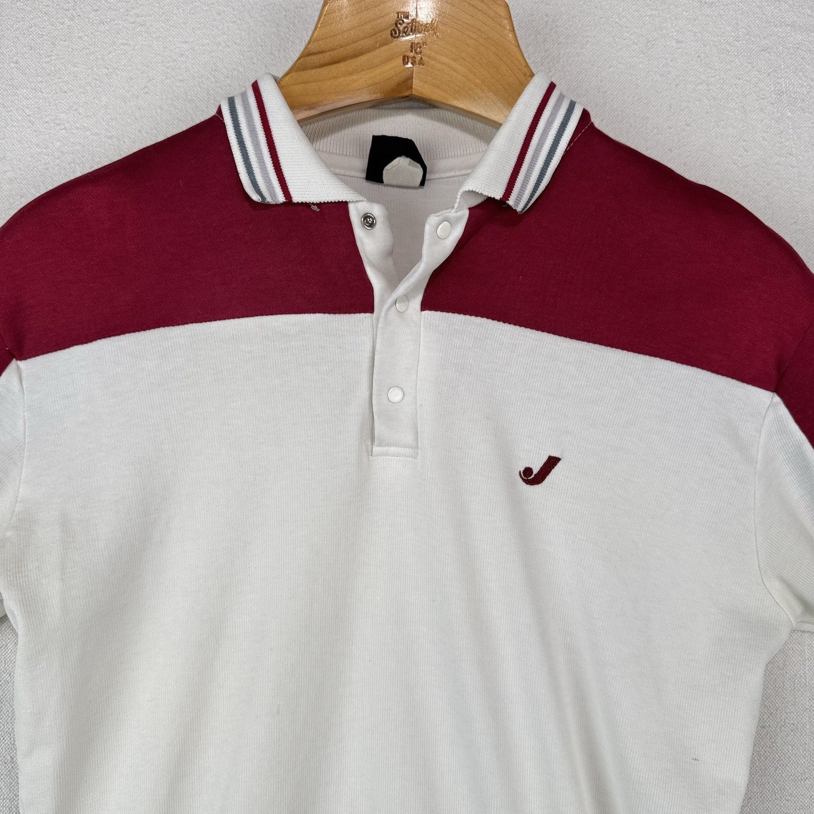 70s 80s Vtg Jantzen Short Sleeve Tennis Golf Polo Shirt Crimson Red Men's M USA