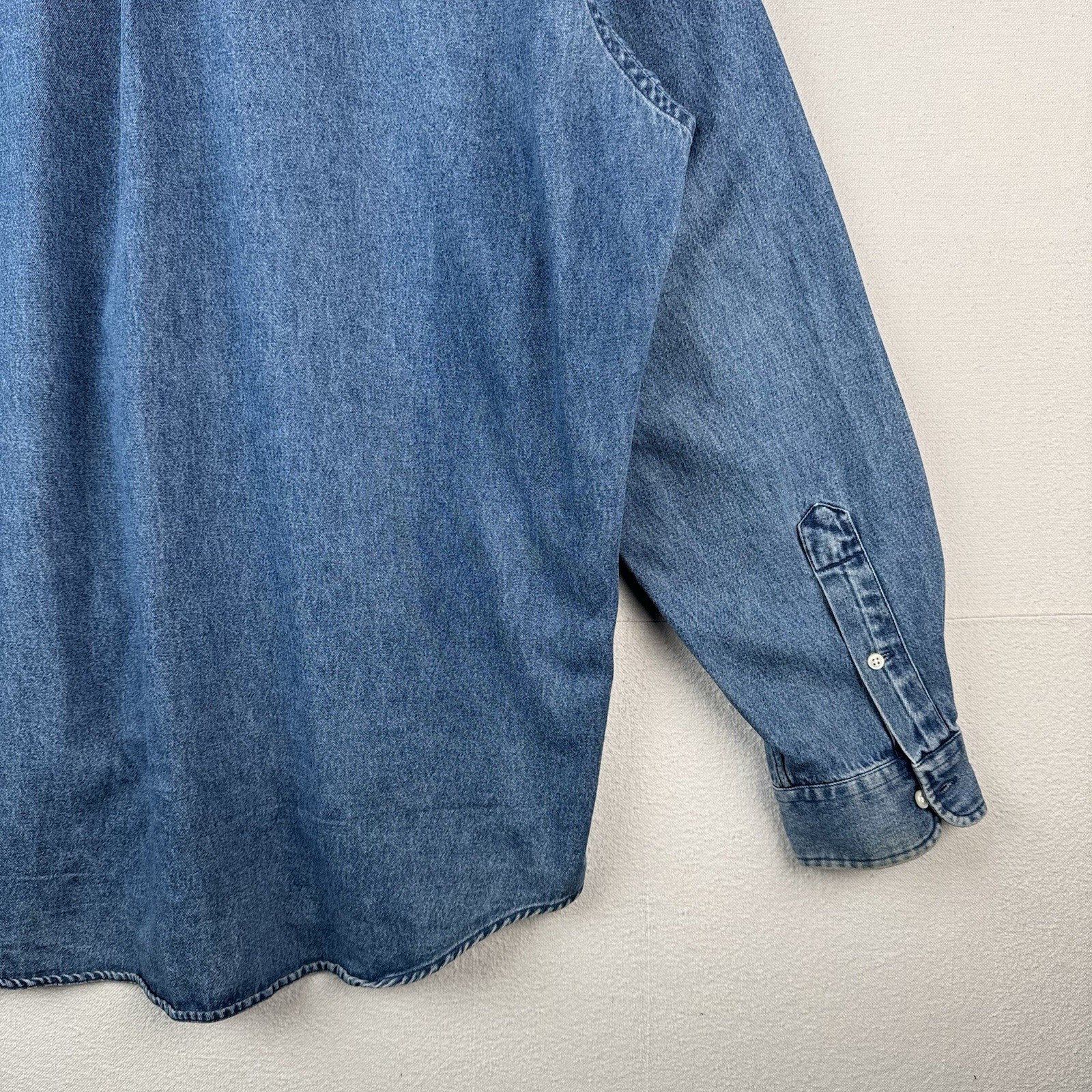 90’sVtg Ralph Lauren Heavy Denim Shirt Men's 2XL Classic Fit Pocket Button Down