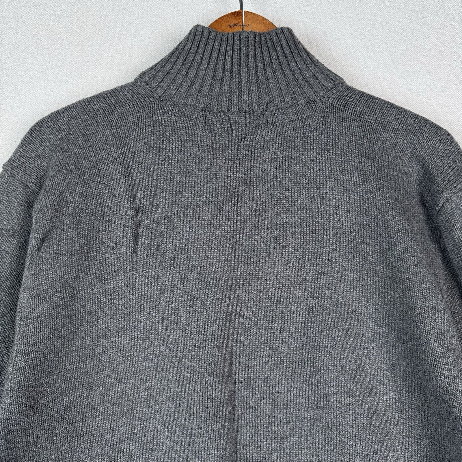 Vintage Polo Ralph Lauren 1/4 Button Neck Sweater Men’s L Gray Cotton Pullover
