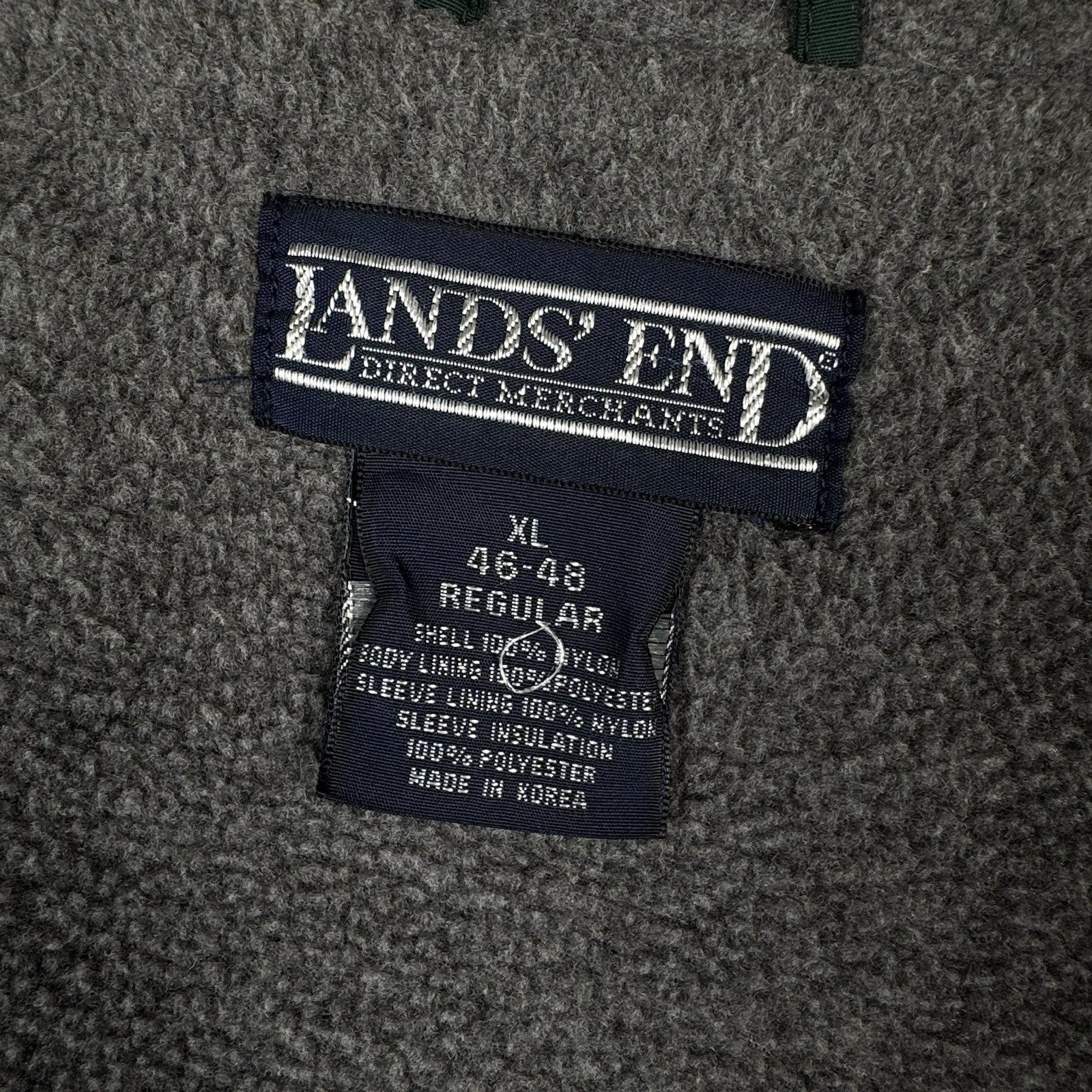 Vintage Lands End Men’s XL Hunter Green Squall Jacket Fleece Lined Jacket