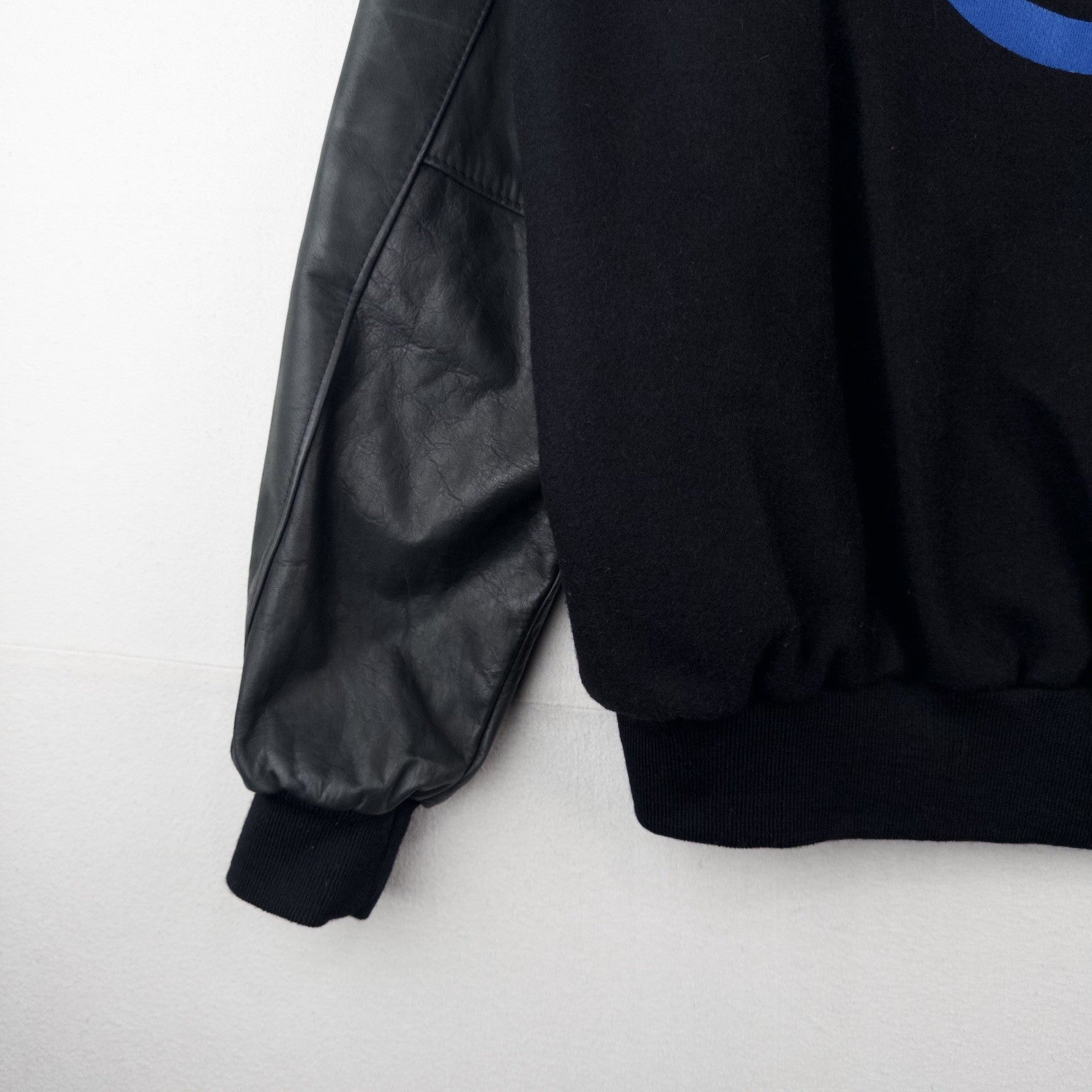 1984 Burger King Varsity Jacket Black Snap Front XL Wool Leather Sleeves USA