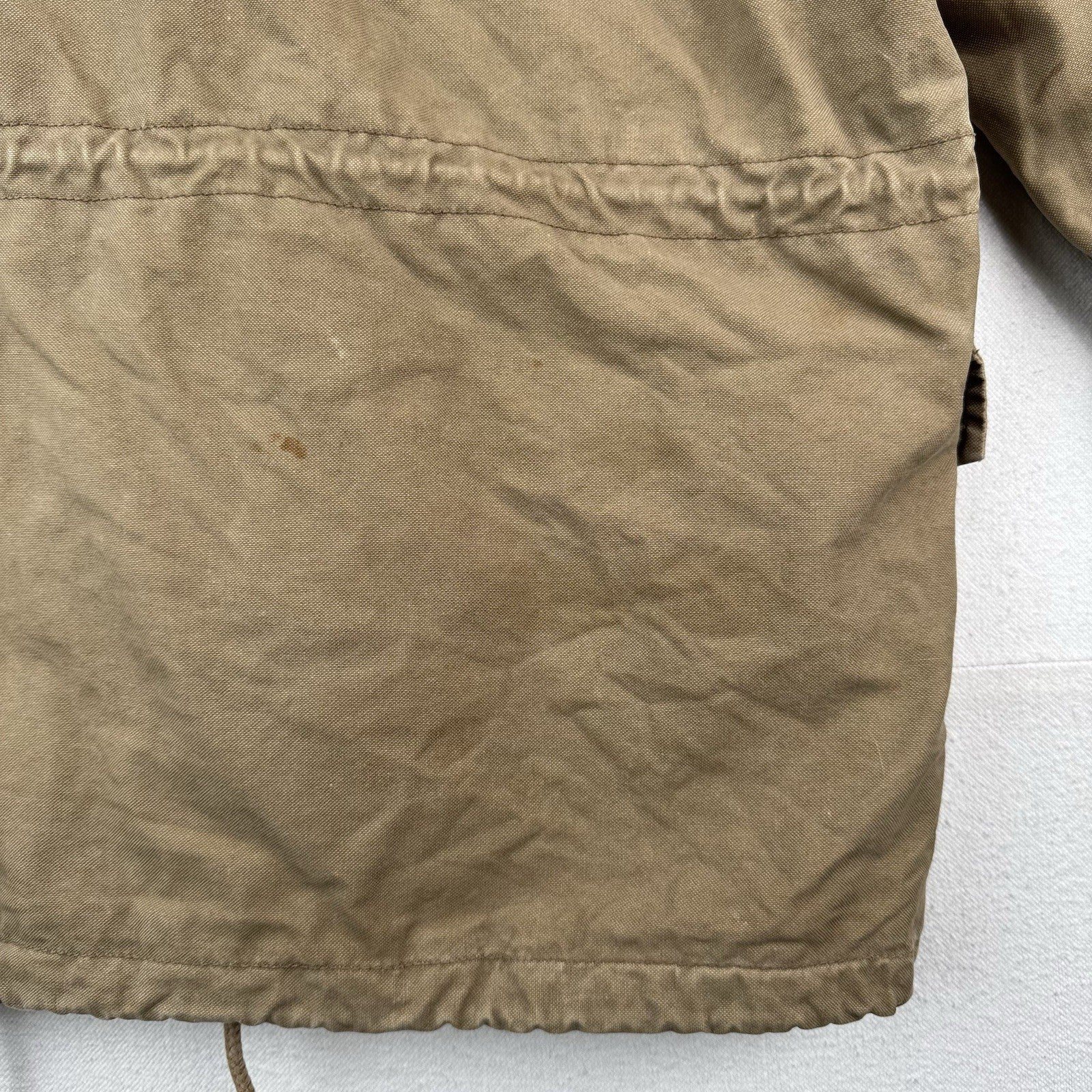 American Eagle M-65 Style Field Jacket Mens L Khaki Military Stowaway Hood *Read