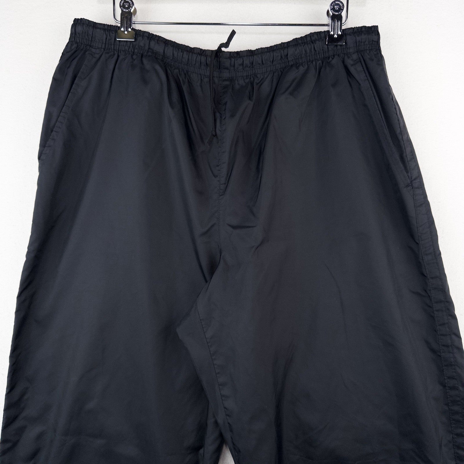 90’s Vintage Nike Nylon Track Pants Men's Large Black Unlined Wide Leg Baggy