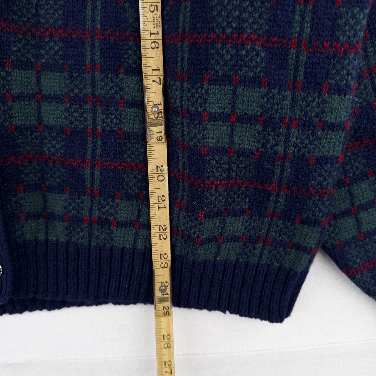 90’s Lands End Tartan Plaid Shetland Wool Cardigan Women’s Large Scotland