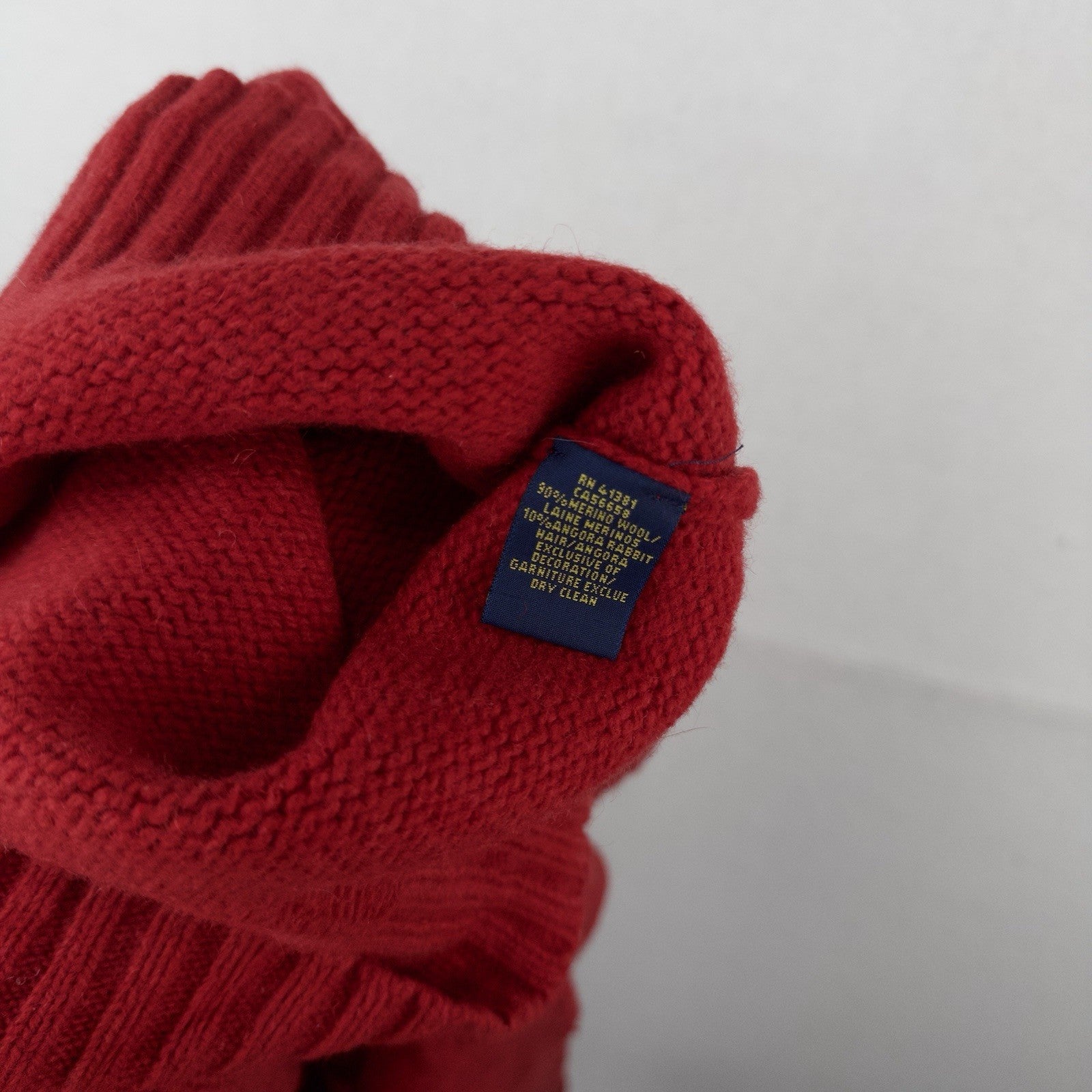 Polo Ralph Lauren Sweater Mens XL Merino Wool Angora Rabbit Hair Red Crew Neck