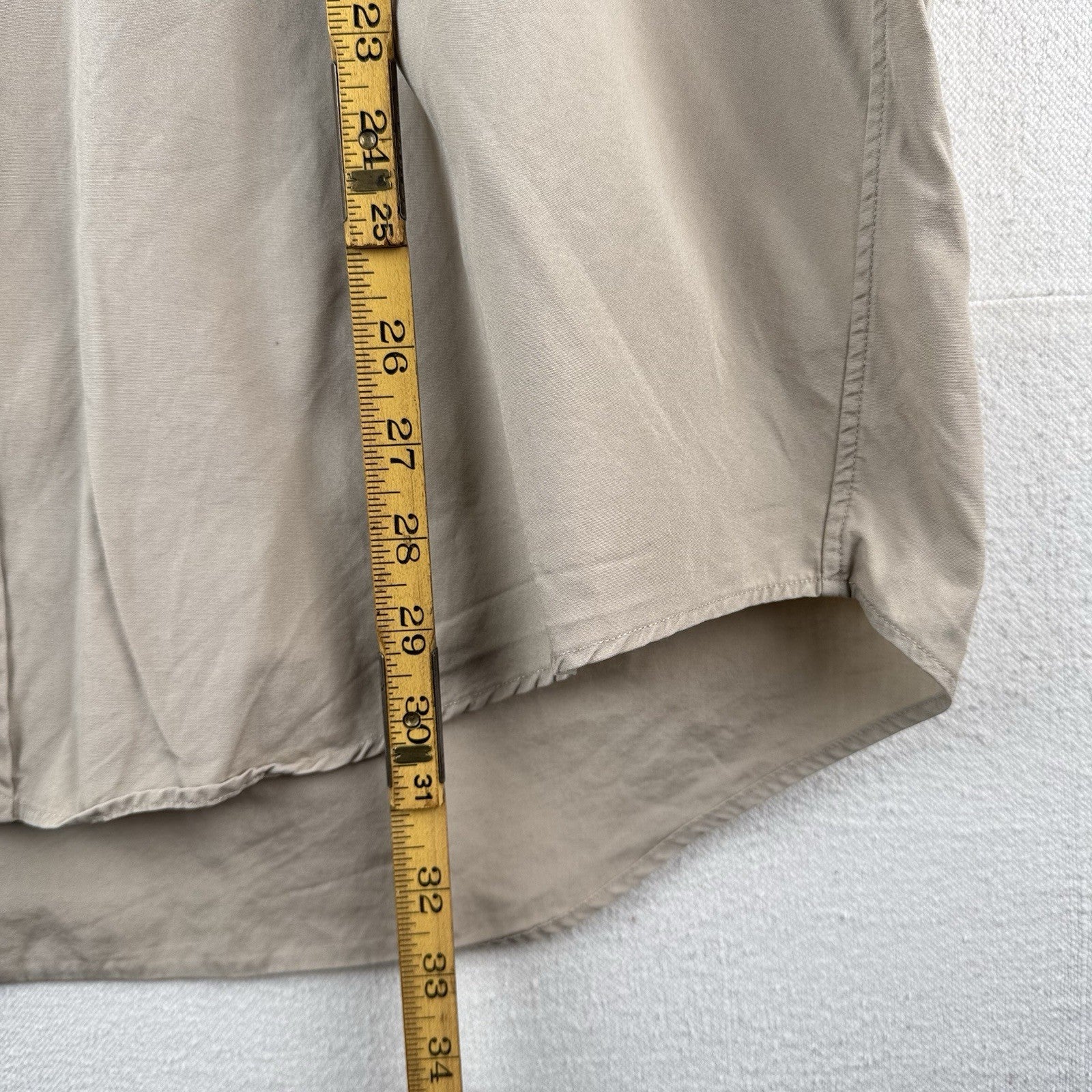 Vintage Ralph Lauren Mens L Beige Classic Fit Short Sleeve Button Down Shirt