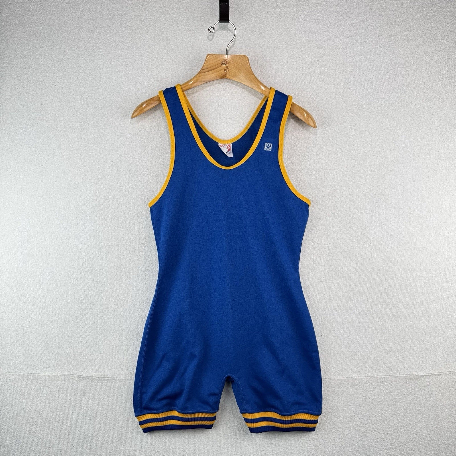 80’s Vintage Brute Wrestling Singlet Adult Medium Blue Gold Made In USA