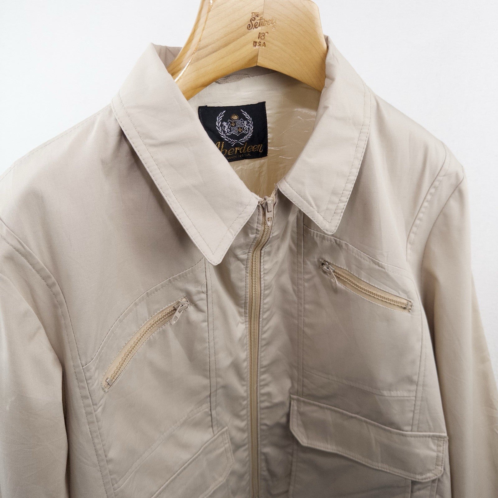 80’s Vtg Aberdeen Men’s M Tan Lightweight Field Jacket Full Zip Pockets