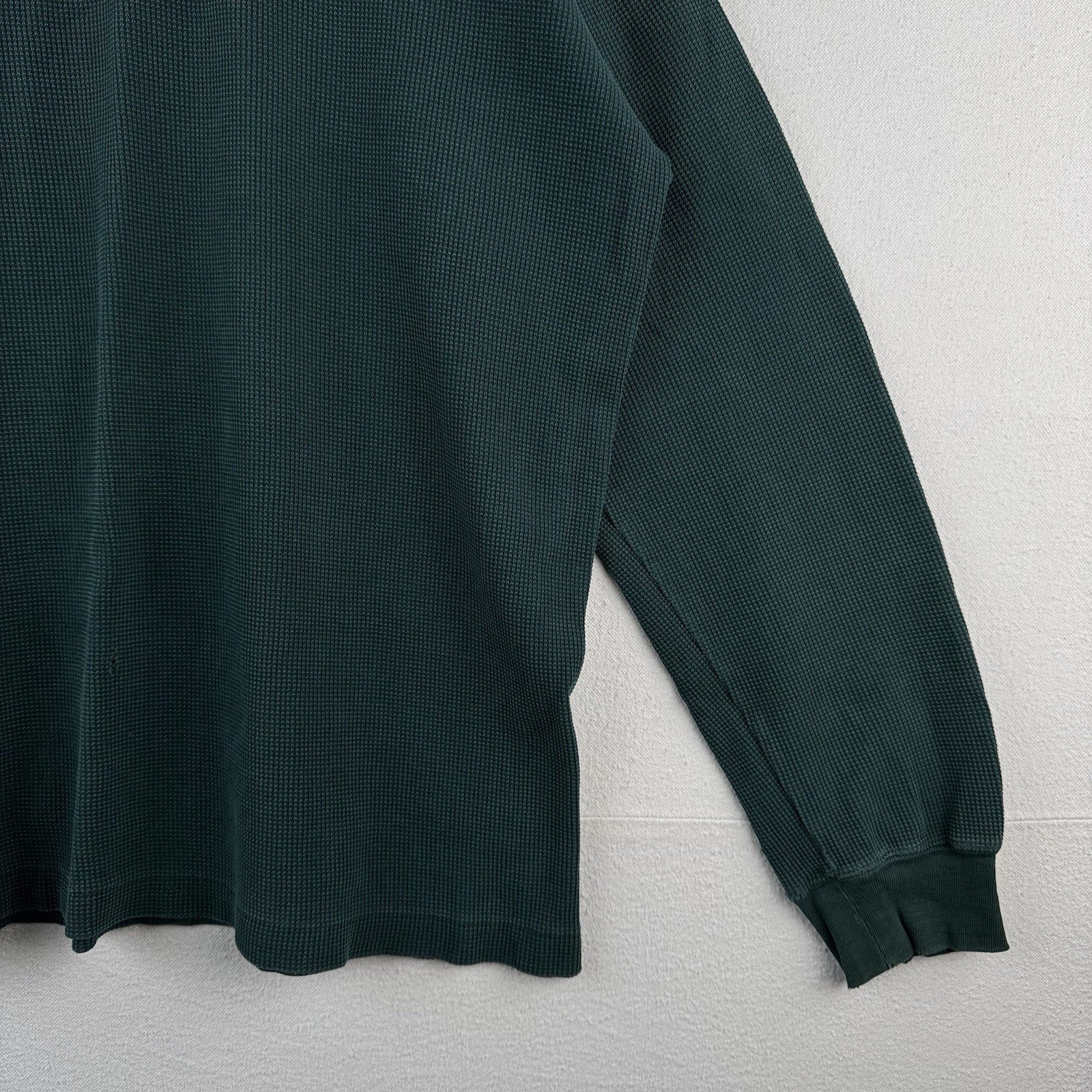 Vtg Polo Sport Ralph Lauren Men’s XL Green Waffle Knit Shirt LS *Distressed