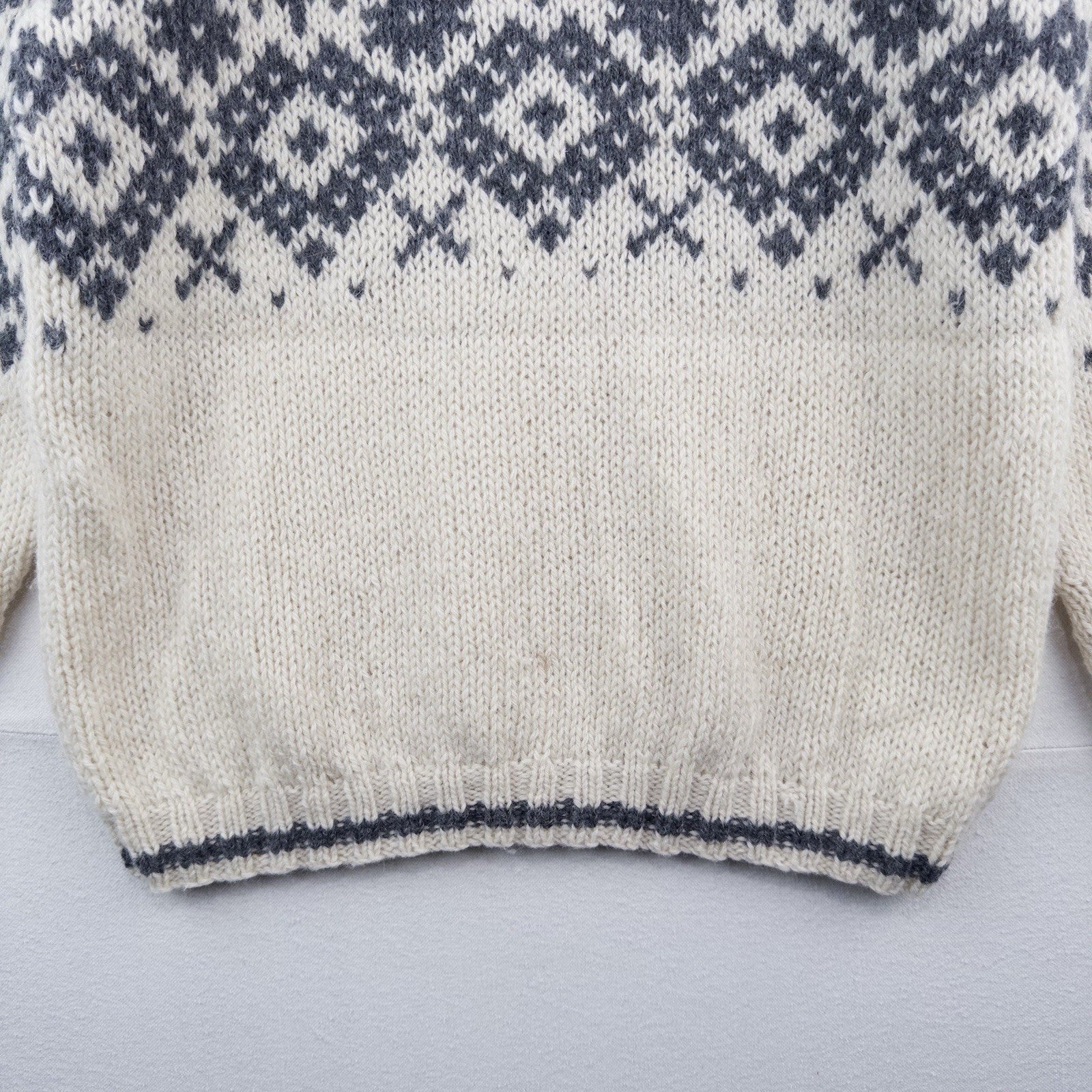 90’s Vintage J Crew Oarsman Wool Sweater Men’s M Fair Isle Chunky Gray Cream