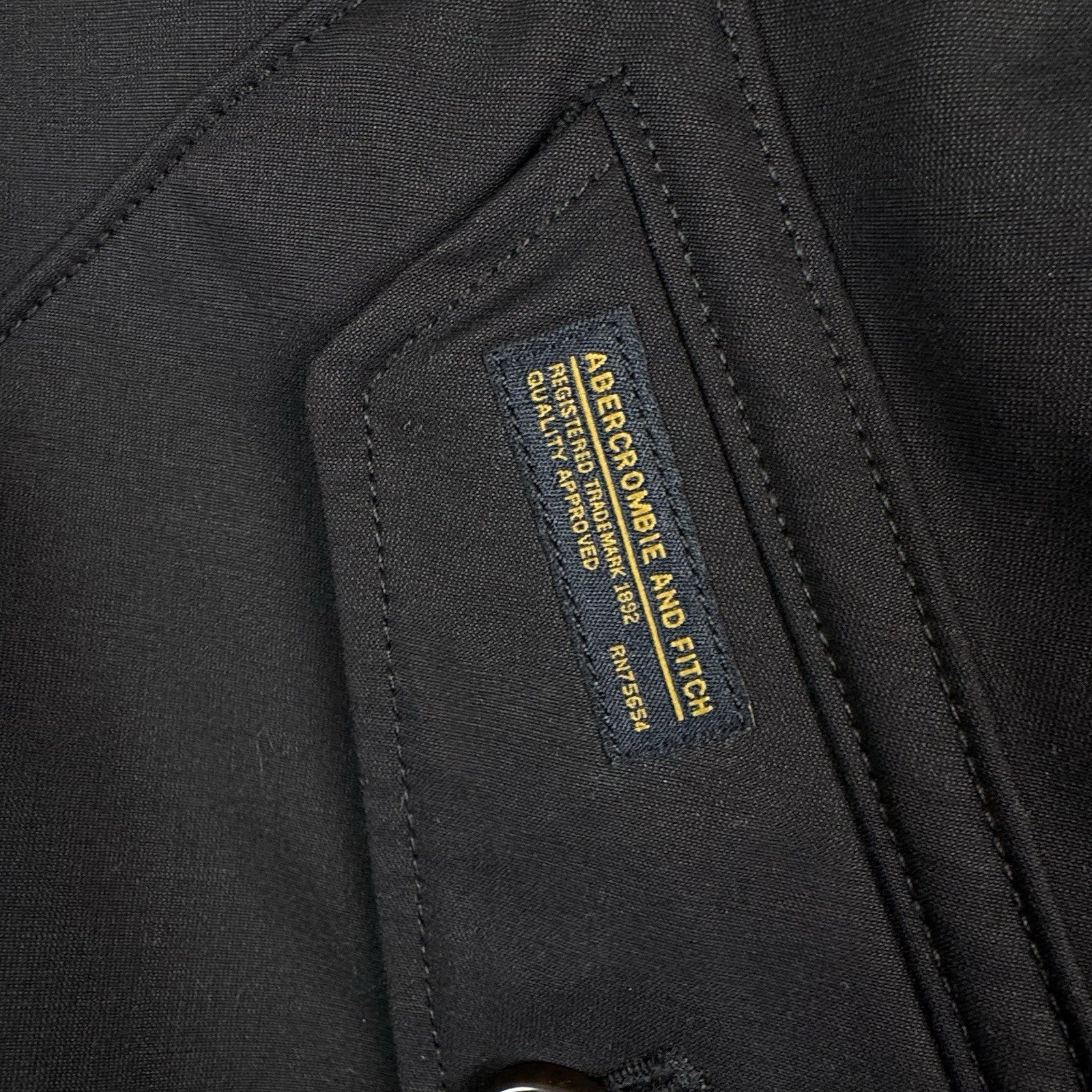 Abercrombie & Fitch Water Resistant Down Lined Black Parka Men’s M *No Hood Fur*