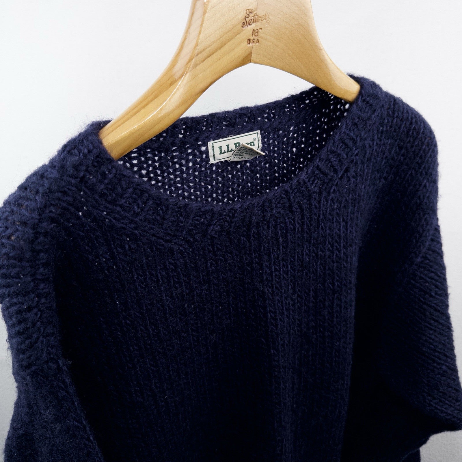 90’s Vtg LL Bean Wool Sweater Chunky Blue Knit Classic Minimalist Women’s XL