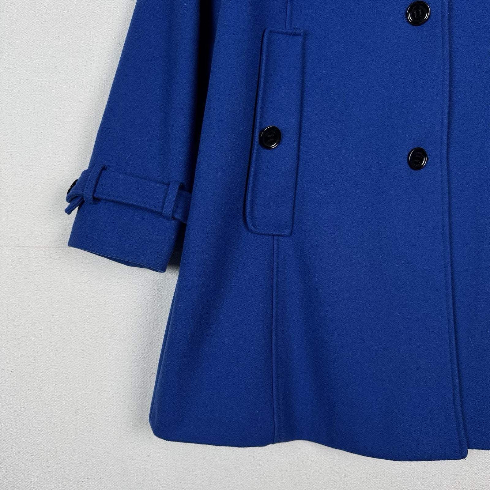 Calvin Klein Women’s Wool Blue Coat Jacket Size 6 Flap Cape Modern Formal