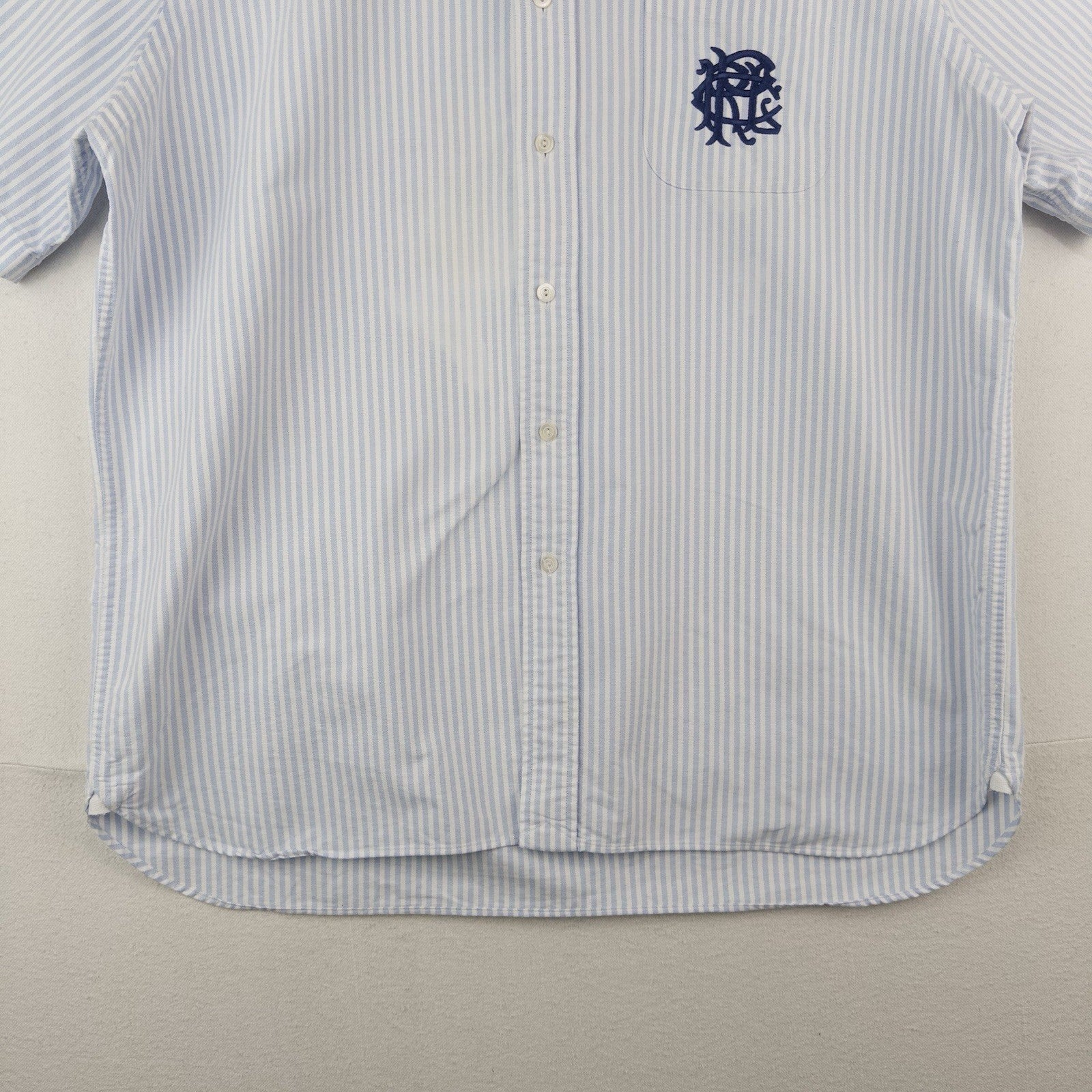 90’s Vtg Polo Ralph Lauren Blue White Pinstripe Winchester Club Collar Shirt XL