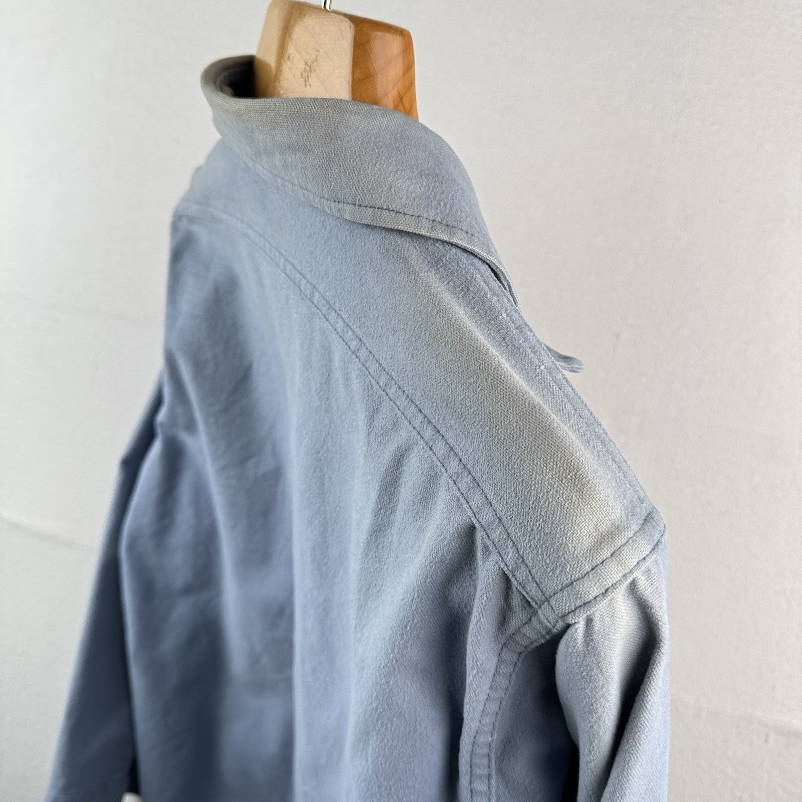 80’s Vtg Woolrich Chamois Cotton Button Up Flannel Blue Mens M Made USA Sunfaded