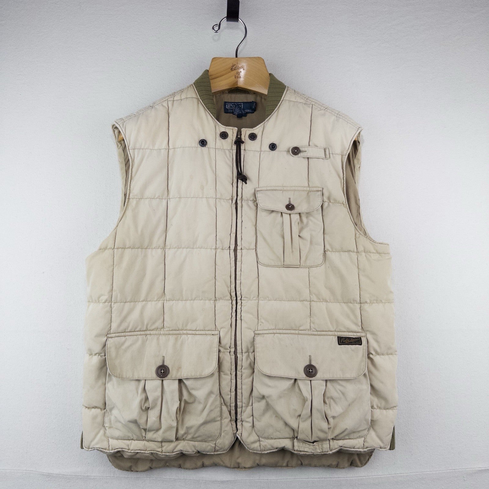 1991 Ralph Lauren Polo Vintage Quilted Utility Fishing Cargo Core Gilet Vest L