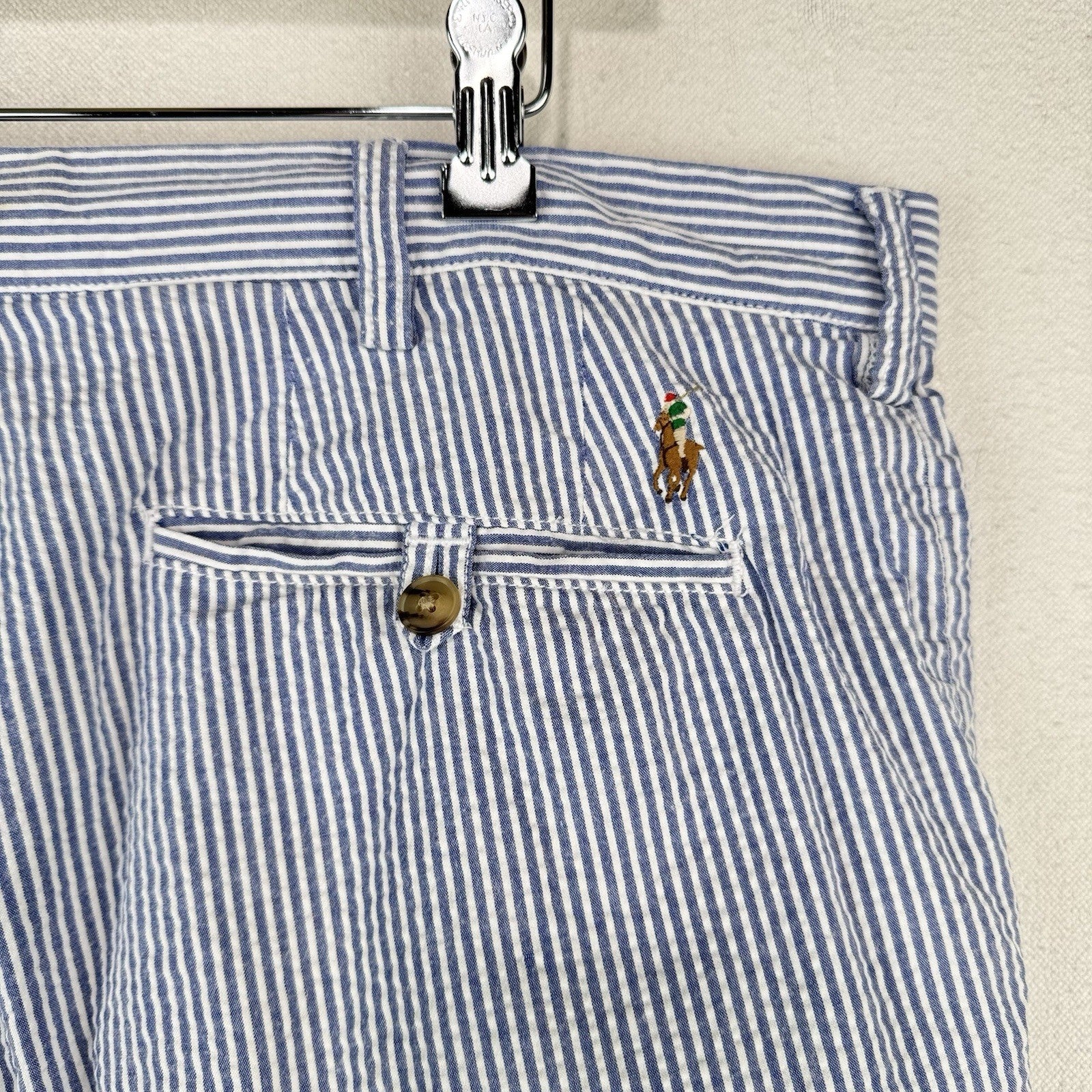 Polo Ralph Lauren Seersucker Stretch Straight Fit Pants 36x30 Flesh Pony *Read