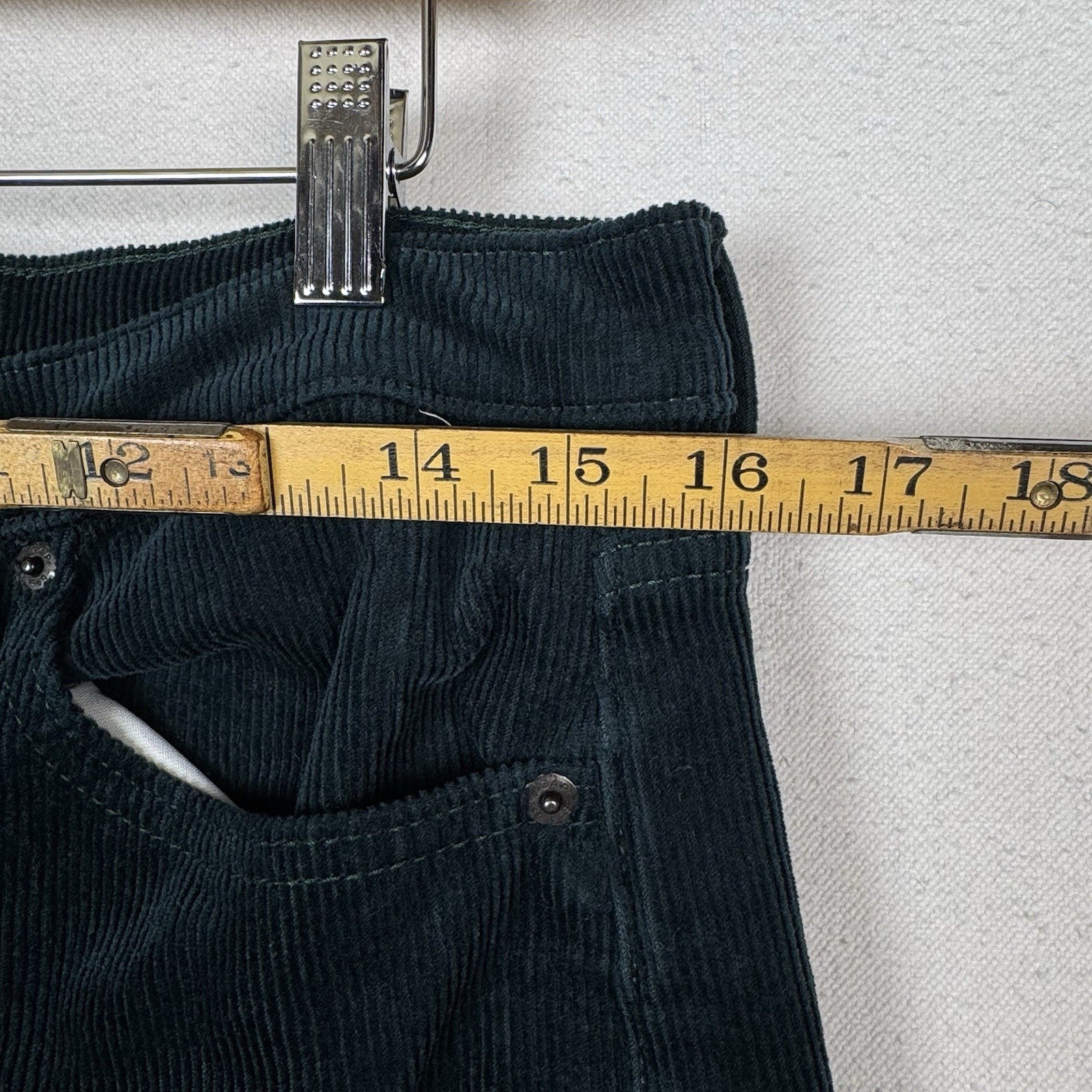 Gap Corduroy Pants Women’s 10/30 Green High Rise Stride  Wide Leg Zip 11” Leg