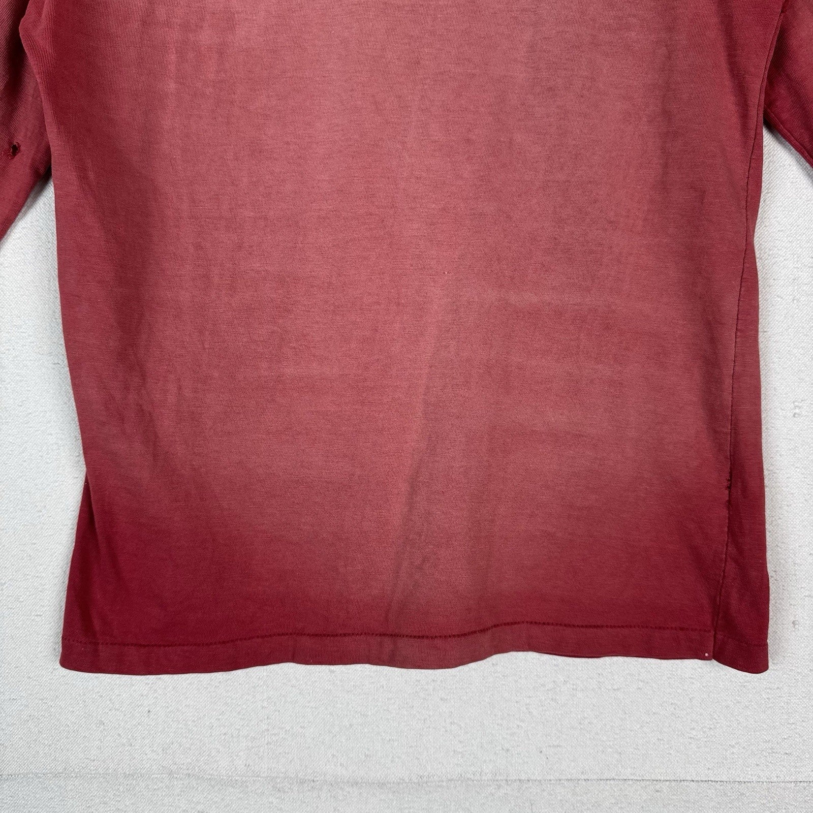 True Vintage 50s Kids Small Faded Distressed Red Henley Shirt Made In USA