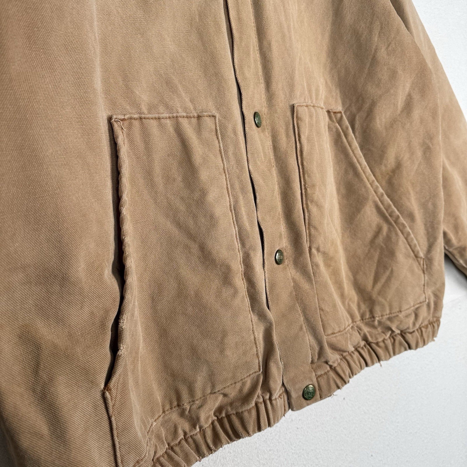 Vintage Liberty Rugged Outdoor Mens M/L Canvas Work Jacket Coat Tan *Distressed