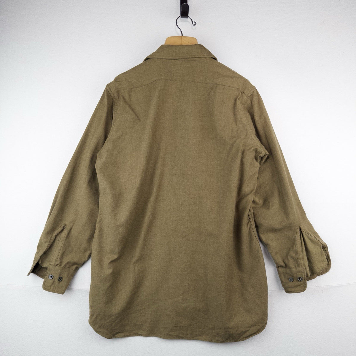 40’s Vtg WWII Wool Gas Flap Army Military Button Uniform Work Shirt Gussets