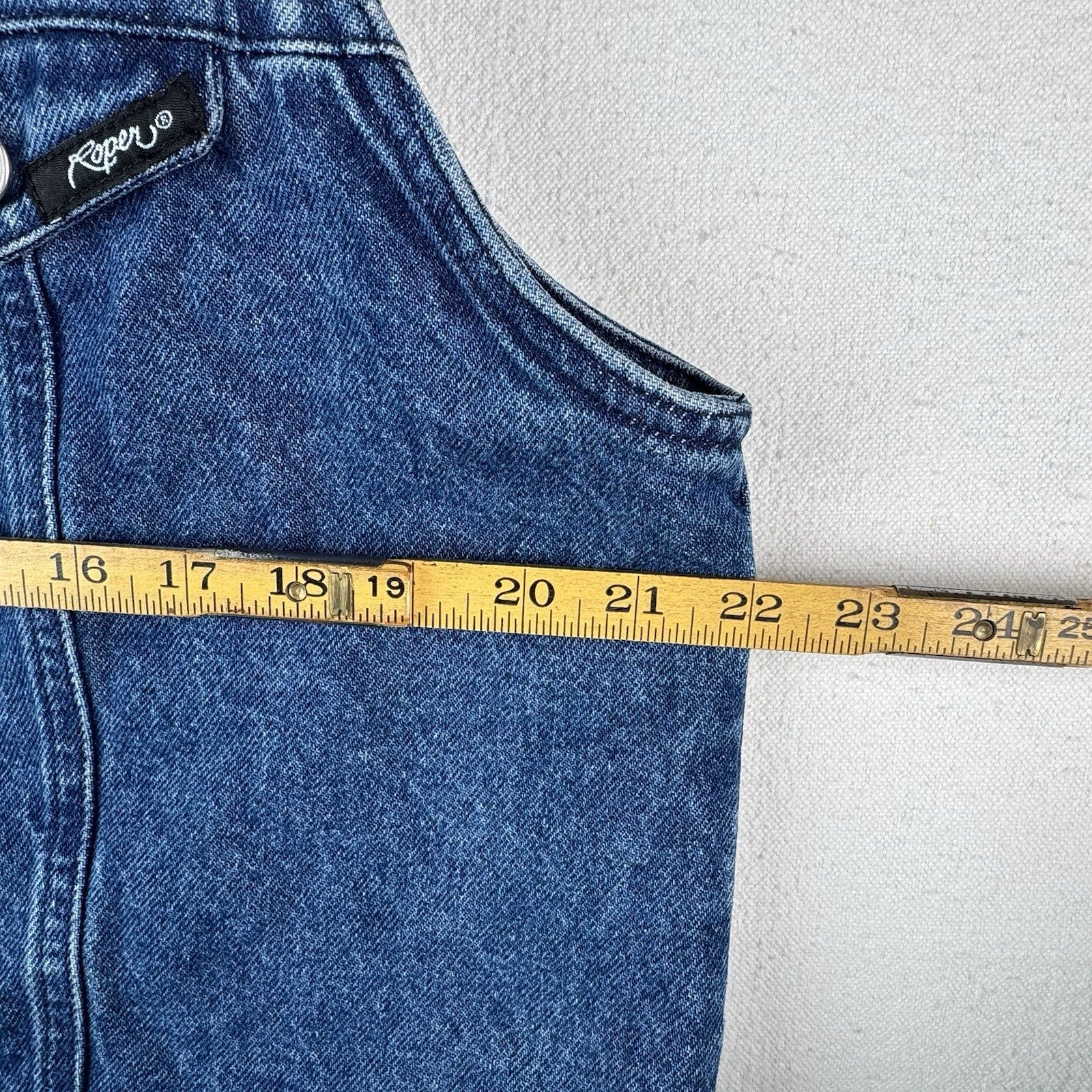 90’s Vintage Roper Blue Denim Vest XL 100% Cotton Western Made In USA 22”