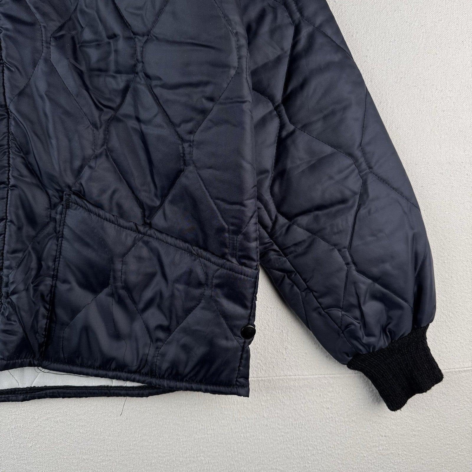 80’s Vtg Quilted Liner Jacket Blue Dacron Workwear Bomber Medium Made In USA