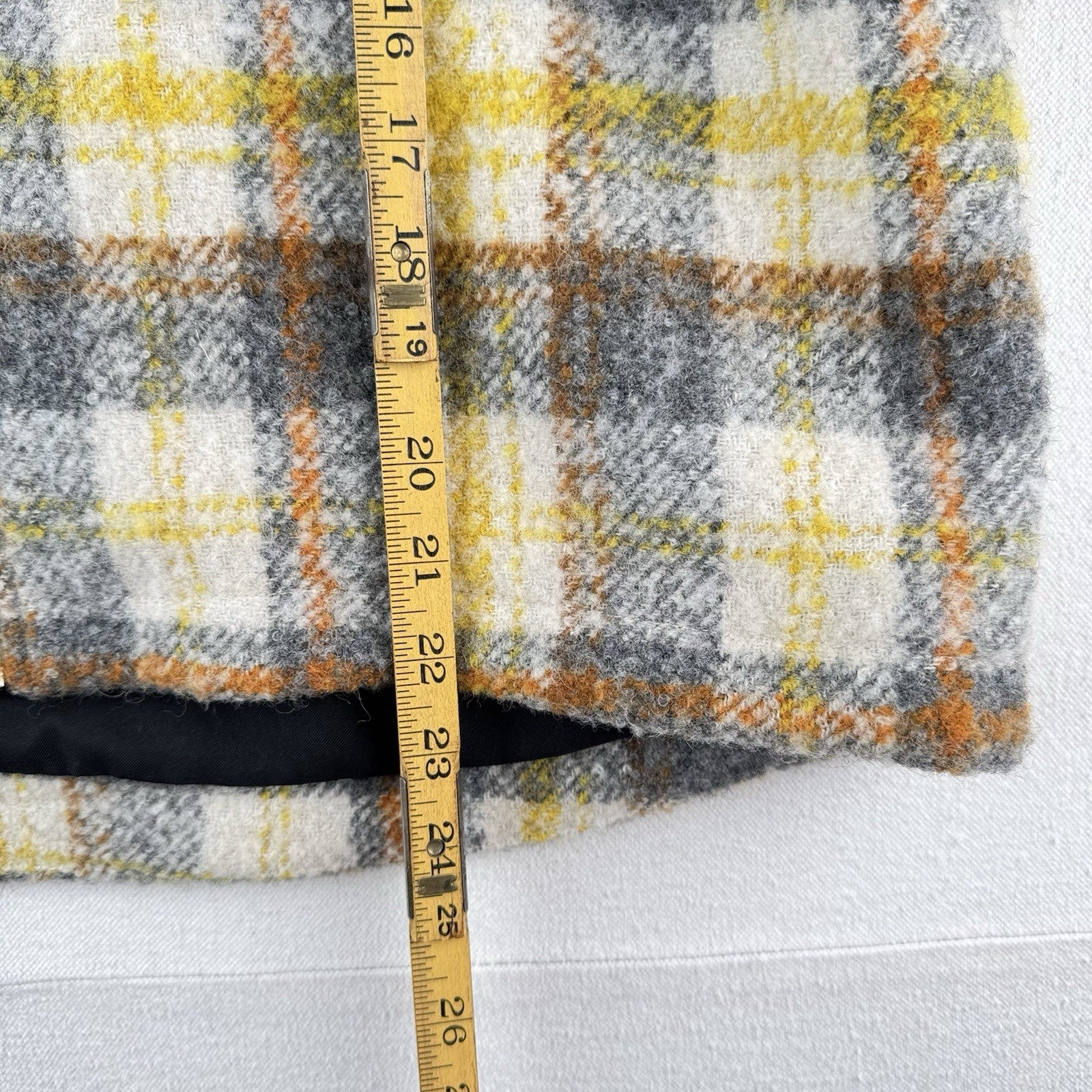 GAP Wool Trucker Jacket Women’s M Yellow Plaid Full Zip Boxy Chore Shirt