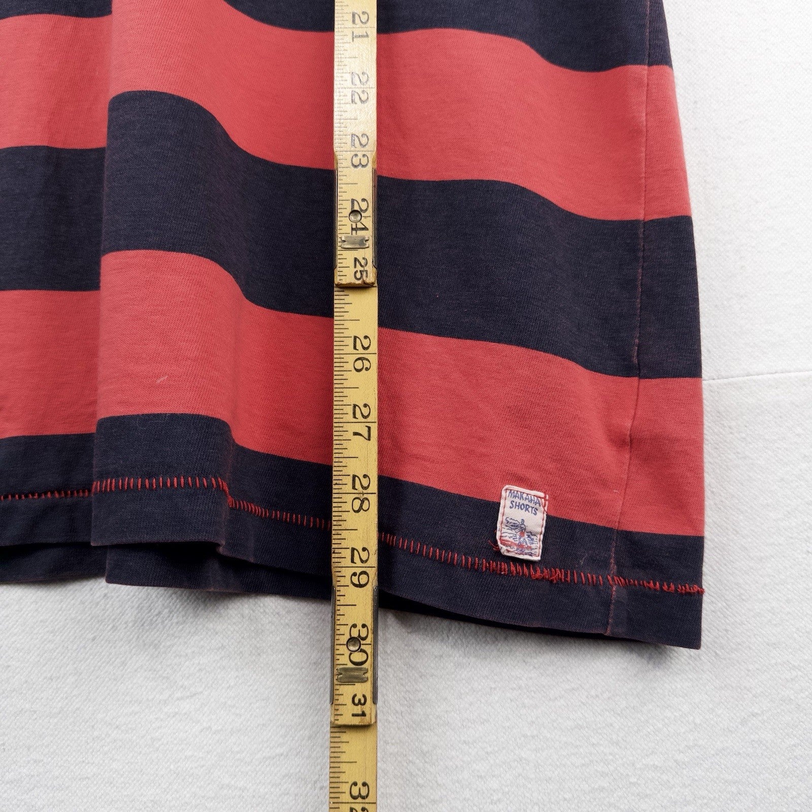 M.Nii Surf Pocket T-shirt Men’s XL Red Blue Striped Short Sleeve Cotton Made USA
