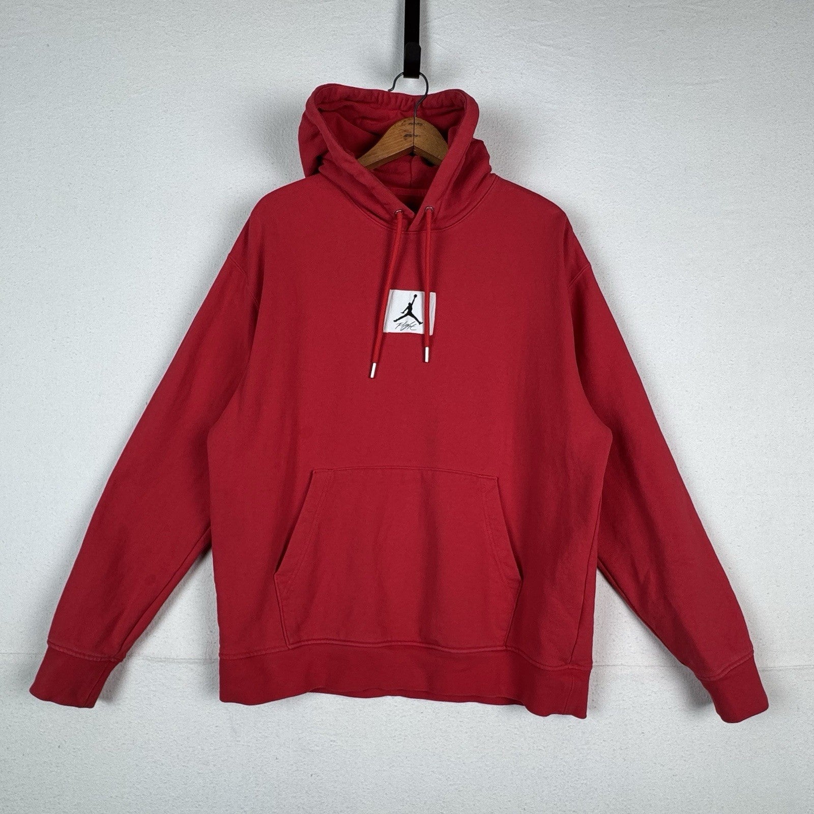 Nike Air Jordan Flight Logo Fleece Pullover Hoodie Men Sz L Red DQ7338-612