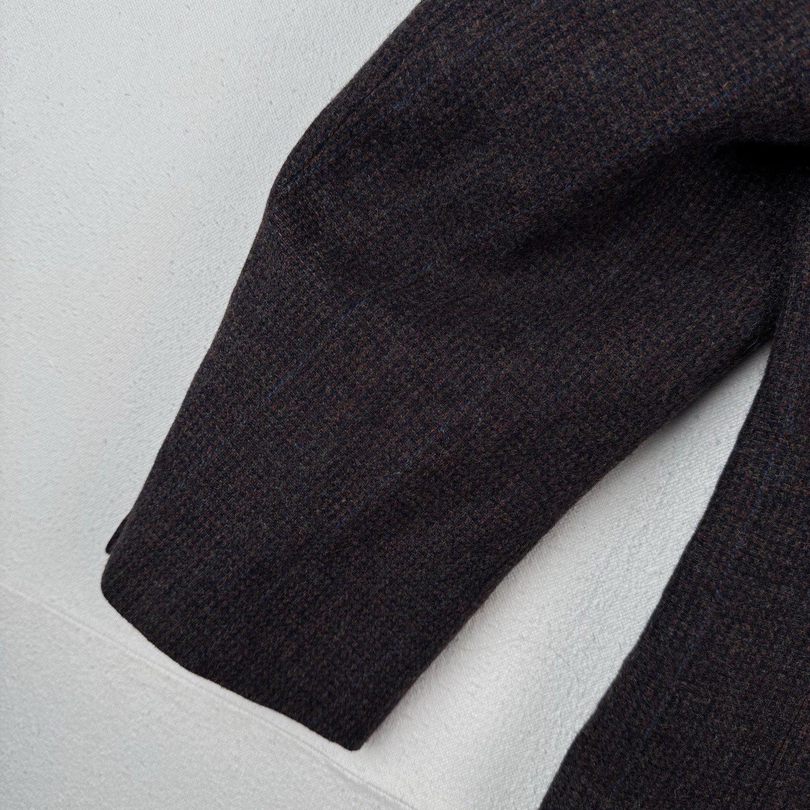 Vintage Kuppenheimer 42R Relaxed Brown Blue Tweed Double Breasted Wool USA