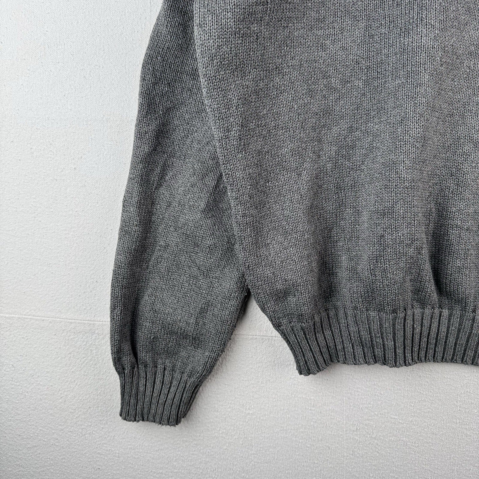 90's Vtg Polo Ralph Lauren Cotton Gray Knit Crewneck Sweater Men's 2XL Blue Pony