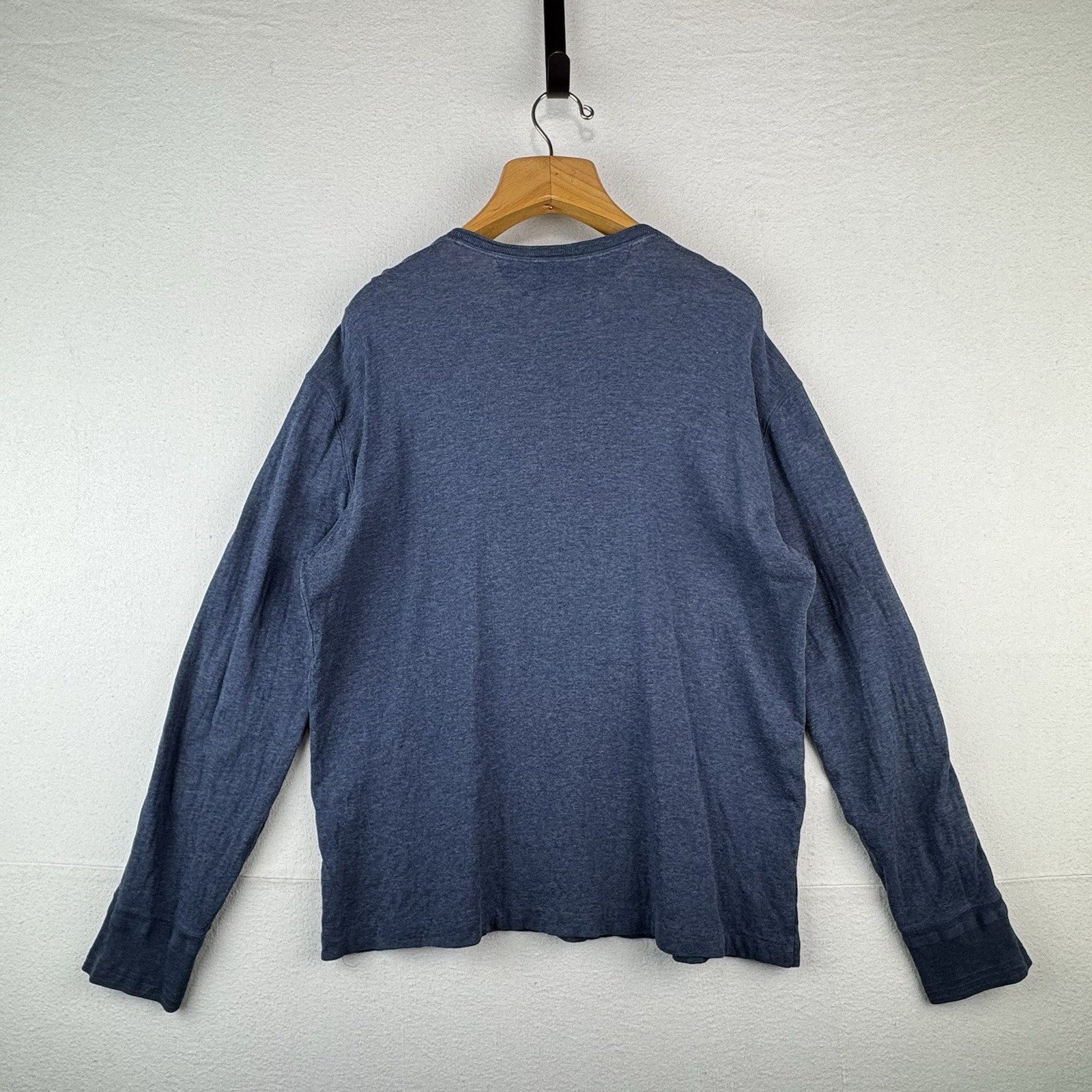 Vtg Polo Ralph Lauren Shirt Mens XL Blue Long Sleeve Henley 100% Cotton *Read