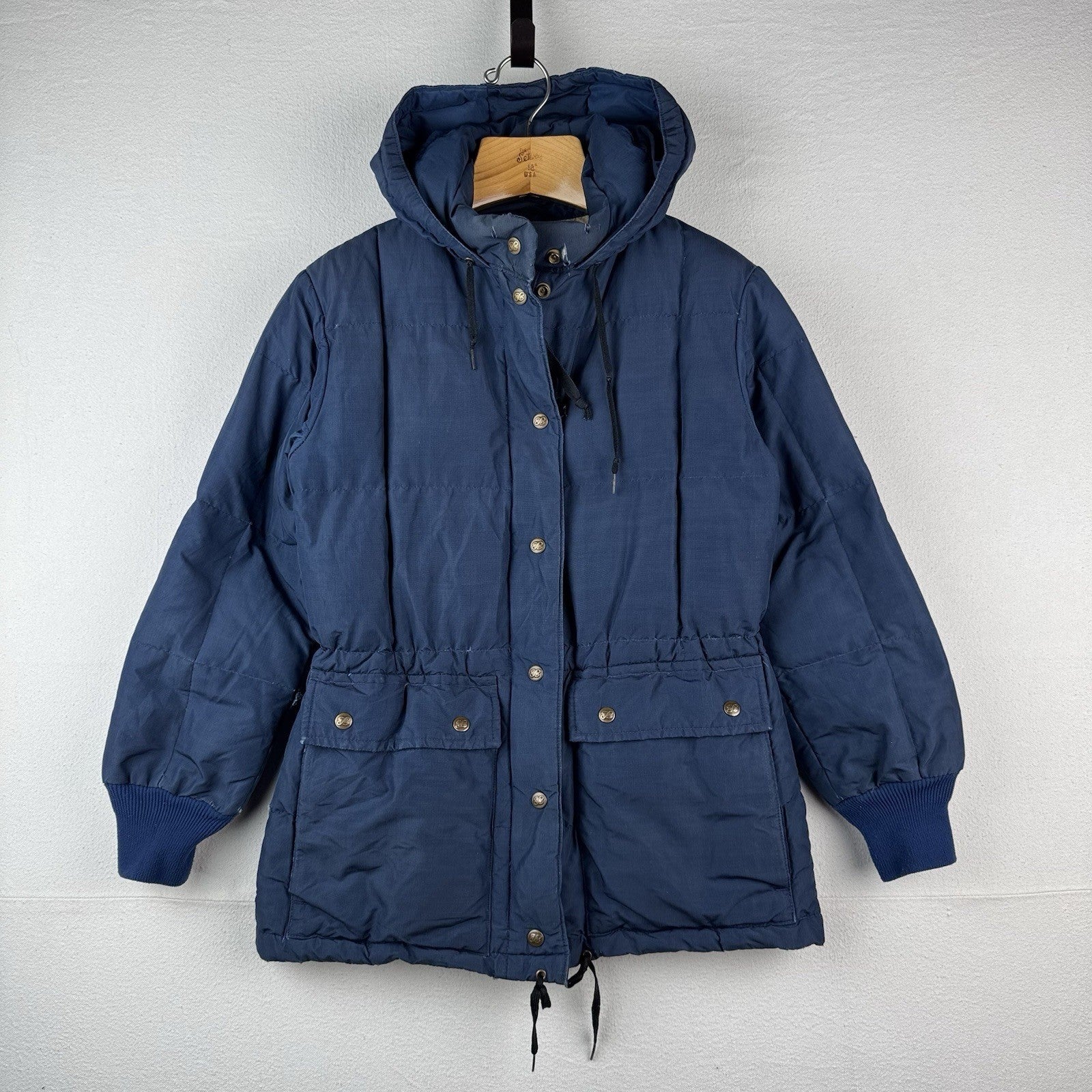 70's Vintage Eddie Bauer Goose Down Parka Men's  Small Hooded Jacket Blue *Read