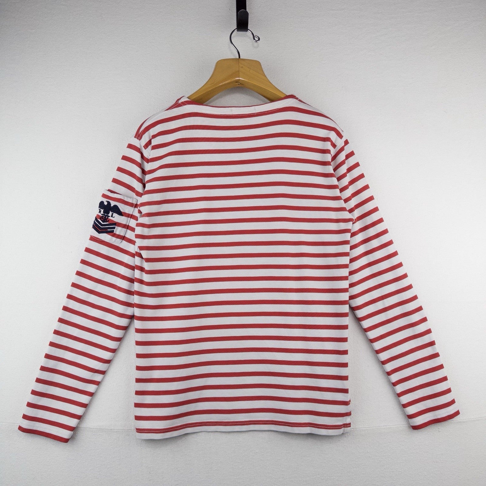 Polo Ralph Lauren Women’s S Breton Stripe Shirt Red White Boat Neck Nautical