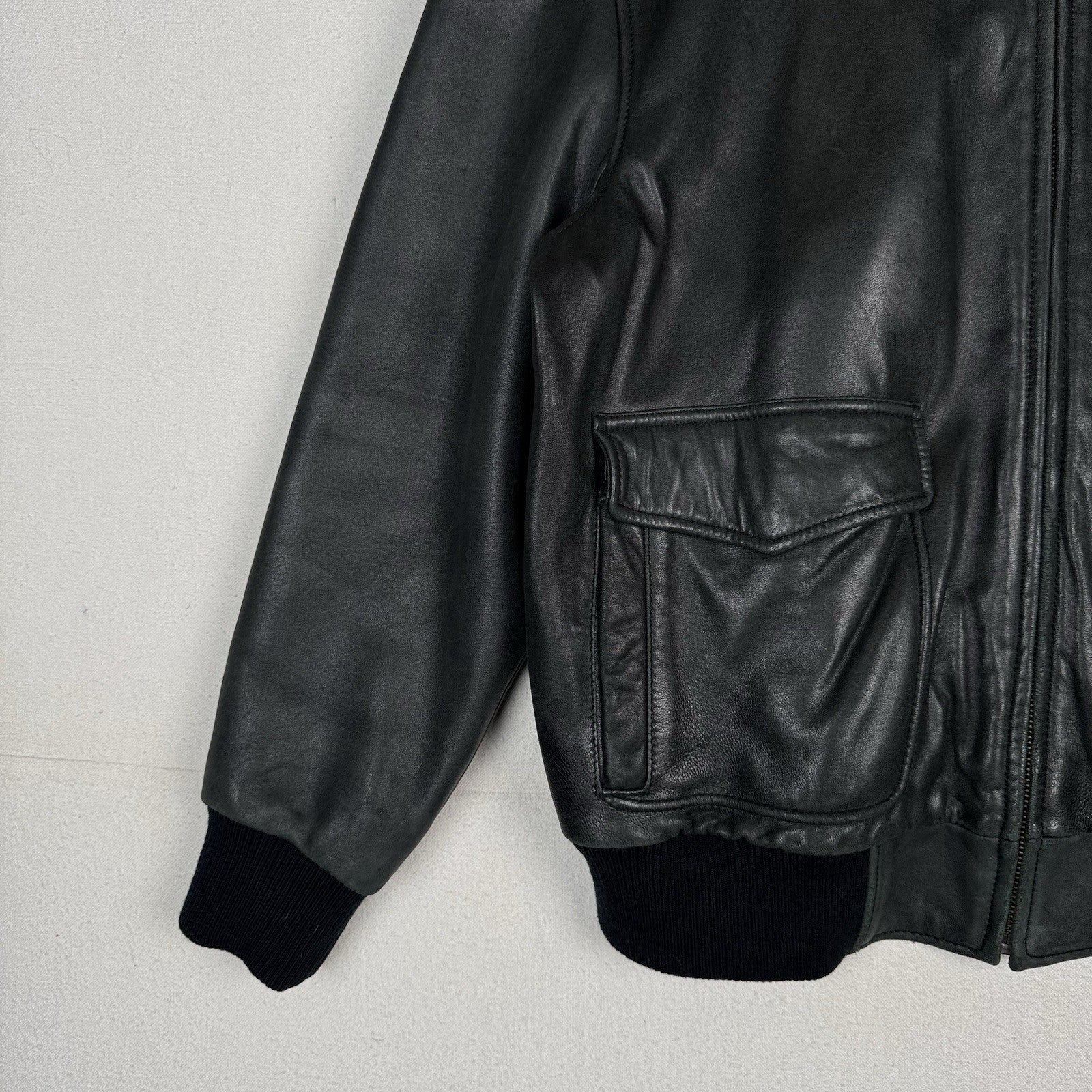 Roundtree And Yorke Genuine Lamb Skin Soft Leather Bomber Jacket Men’s XL Green