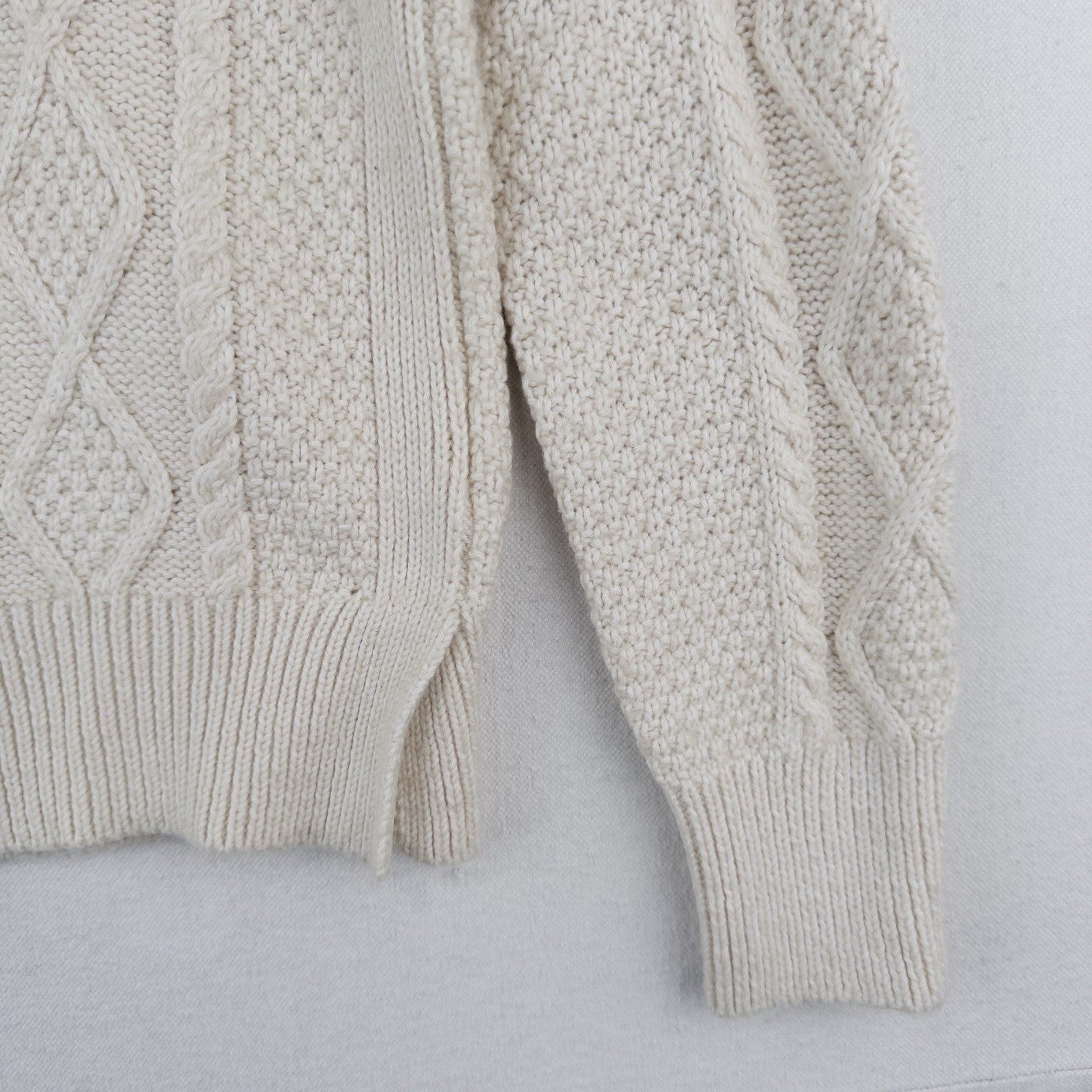 Polo Ralph Lauren Cream Cable Knit Fisherman's Sweater Women’s XS Side Vents